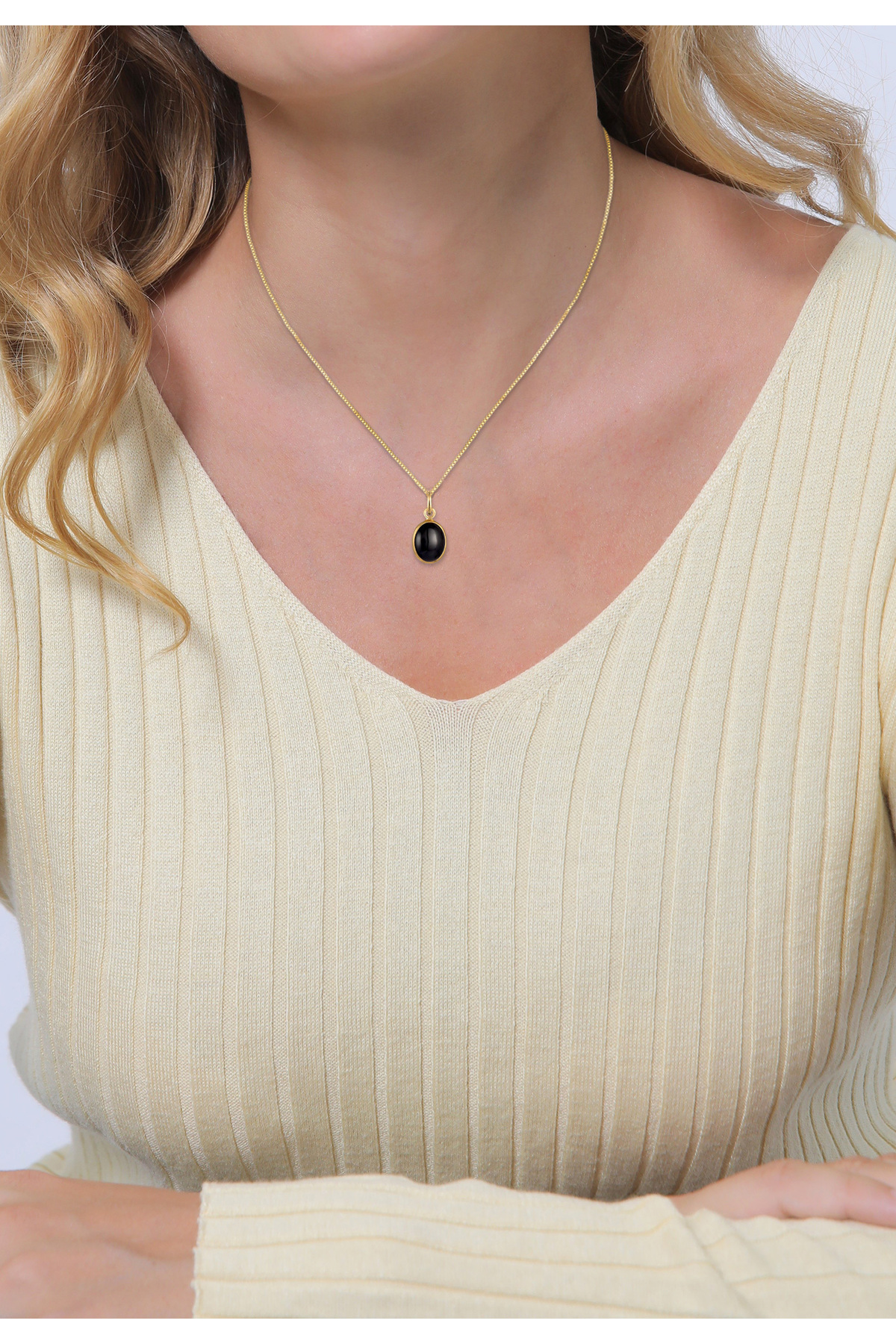 ELLI-Halskette Damen Solitär Anhänger Basic mit Onyx Schwarz in 925 Sterling Silber 6