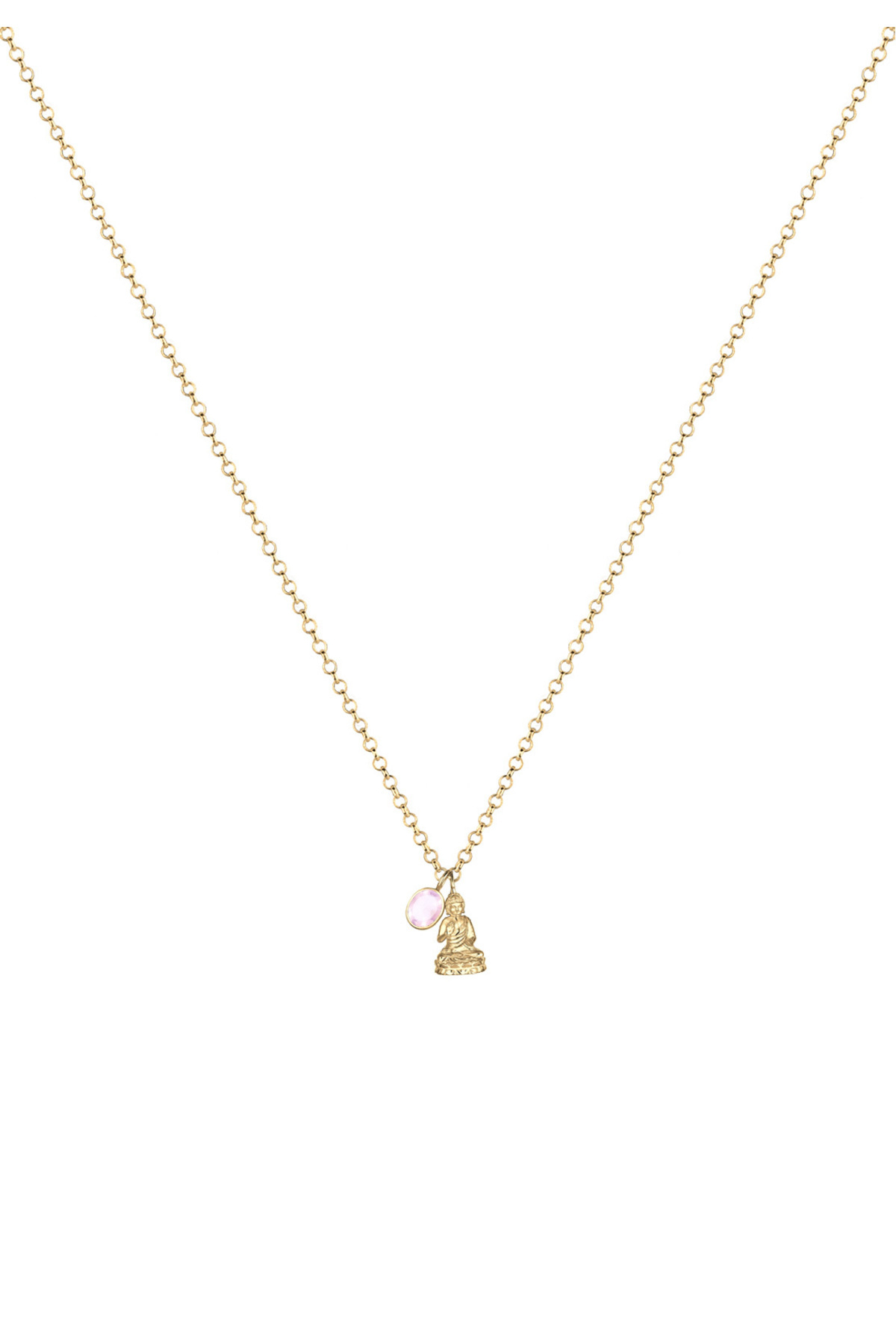ELLI-Necklace PREMIUM Halskette Buddha Rosenquarz Edelstein 925 Silber vergoldet 2