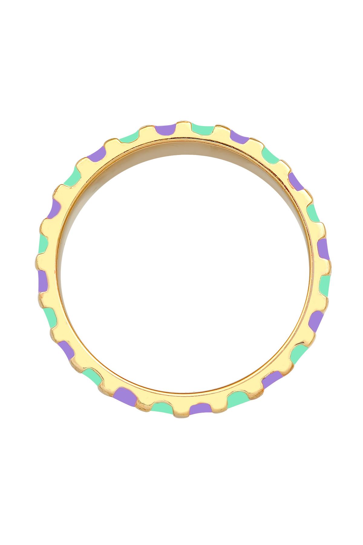 ELLI-Ring Damen Band Rillen mit Emaille Gelb und Orange aus 925 Sterling Silber vergoldet 3
