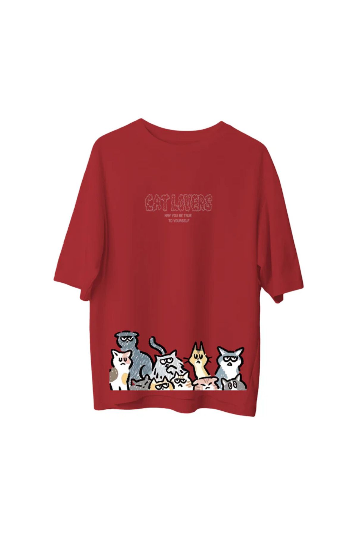 SVART WEAR Cat Lovers Baskılı T-Shirt Oversize Unisex Tişört