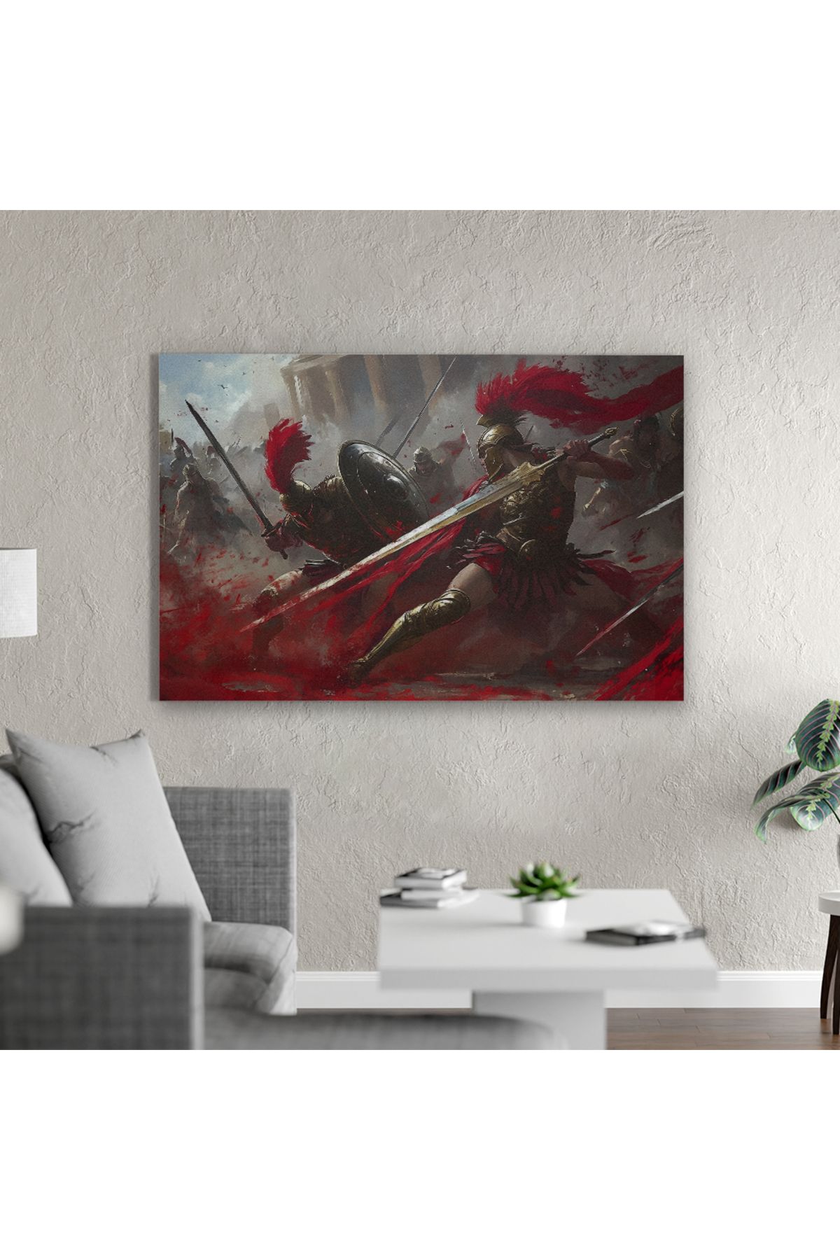 Yzc Store Sparta Temalı Savaş Tablosu | Mitolojik Savaşçı Poster Ev Dekor | Yunan Mitolojisi