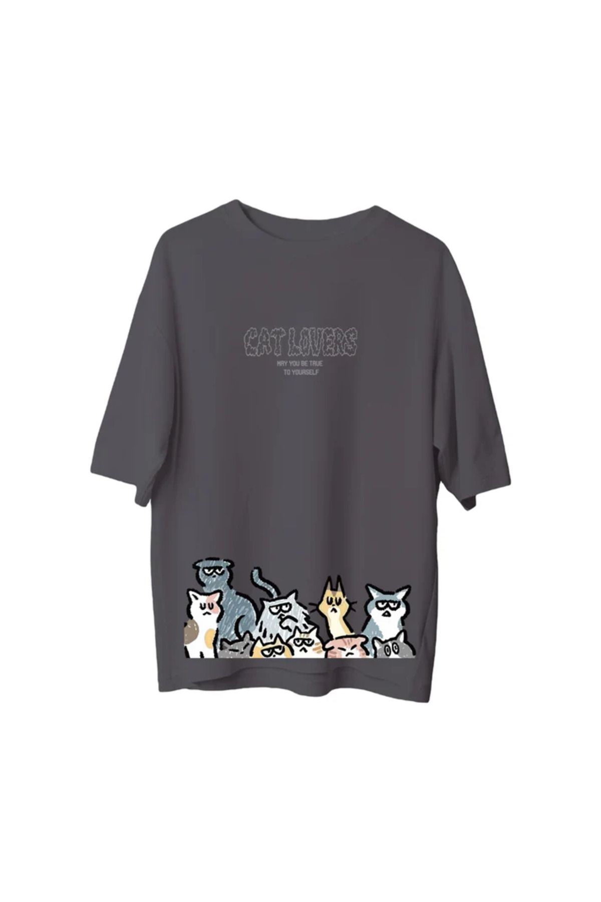 SVART WEAR Cat Lovers Baskılı T-Shirt Oversize Unisex Tişört