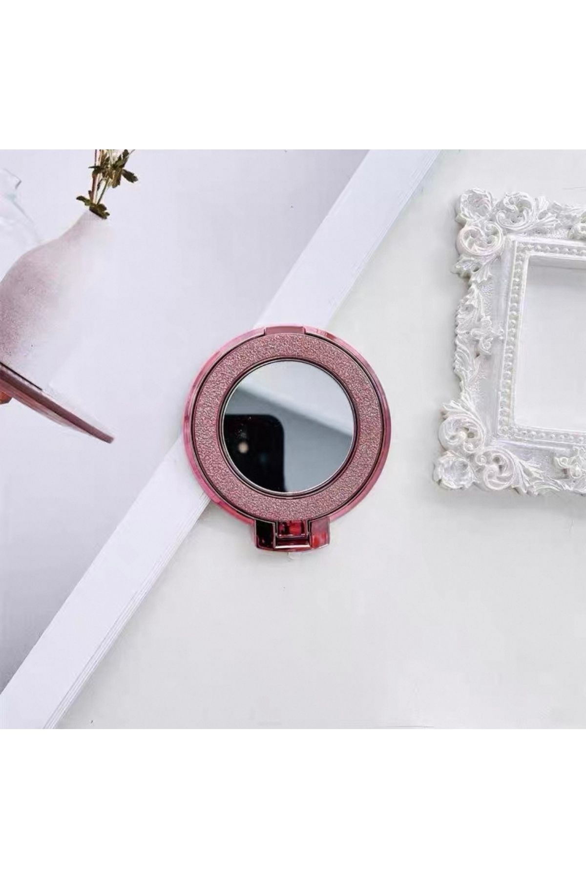 EDELFU Aynalı Simli ve Standlı Kılıf Arkasına Yapışkanlı Telefon Tutacağı Popsocket Magsafeli Aparat