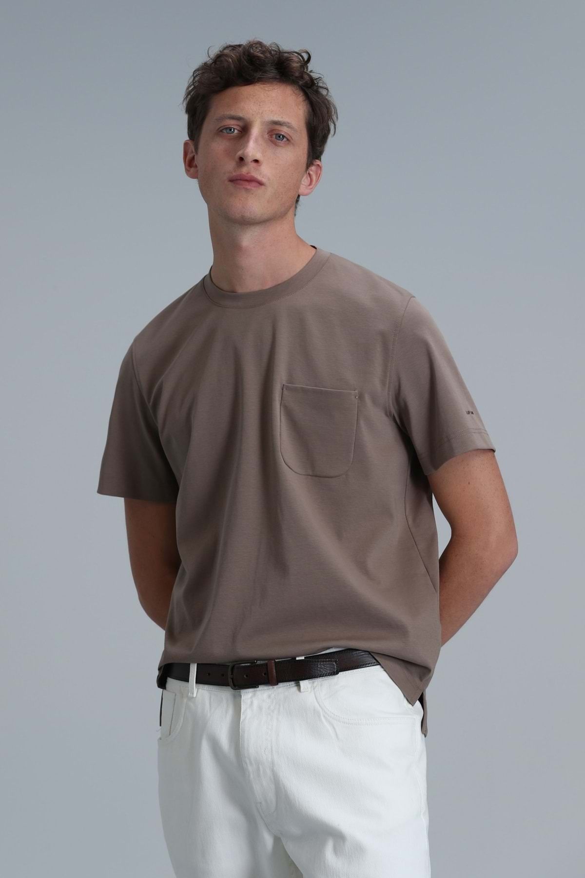Lufian 111020218 Felıx Modern Grafik Tişört Erkek T-Shirt CAMEL