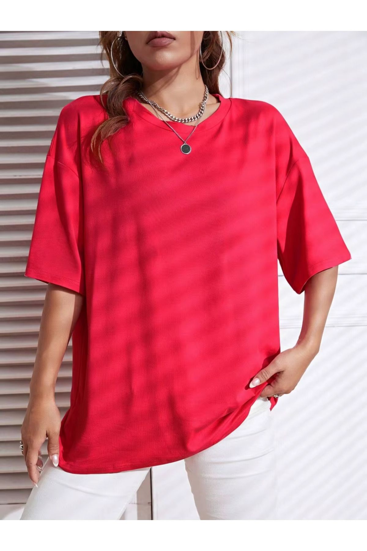 DESCARTES Düz Renkli Oversize Tişört, Bahar ve Yaz İçin Rahat Kısa Kollu Üst, Unisex Kadın Erkek