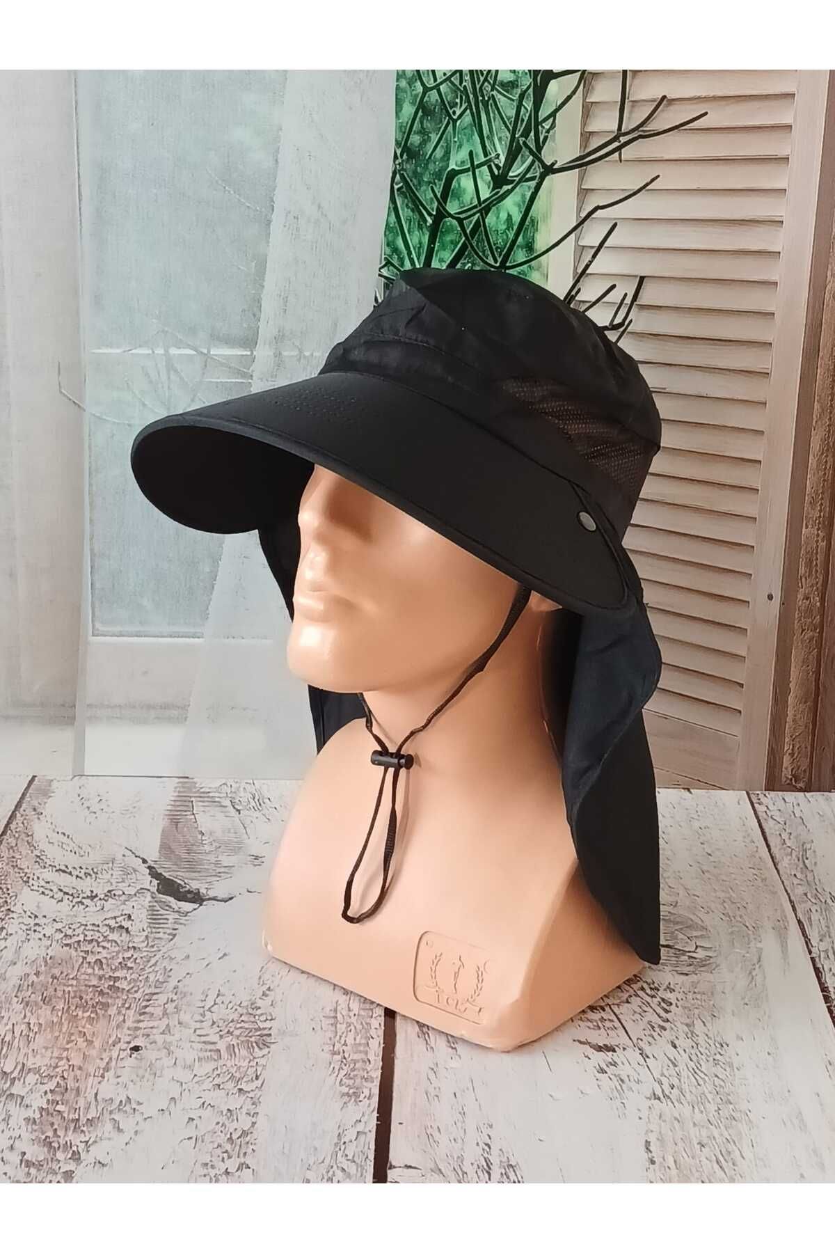 Aydmr Aksesuar Ense Korumalı Maskeli Safari Şapka