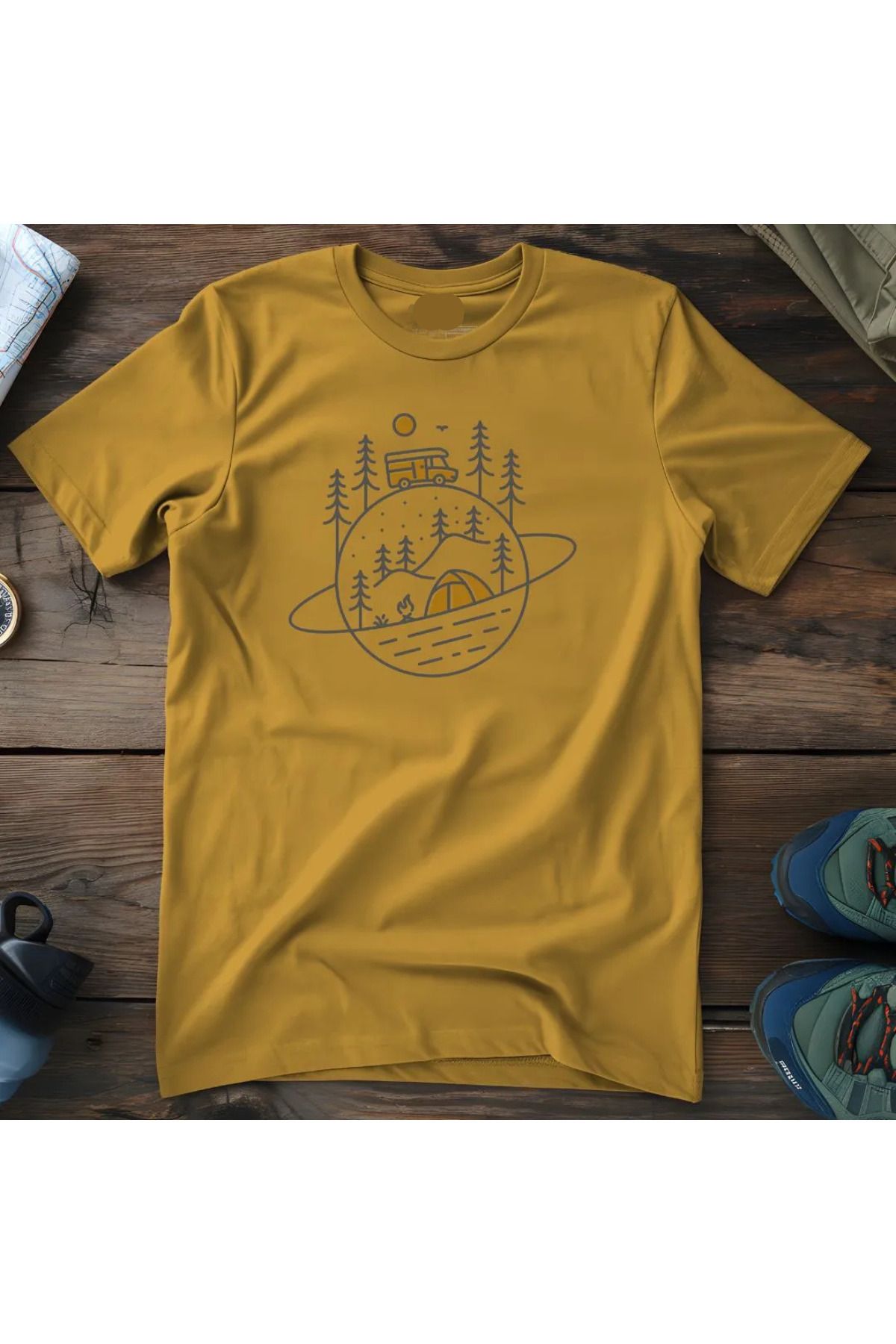 DESCARTES Uzay Seyahati Baskılı Oversize T-shirt