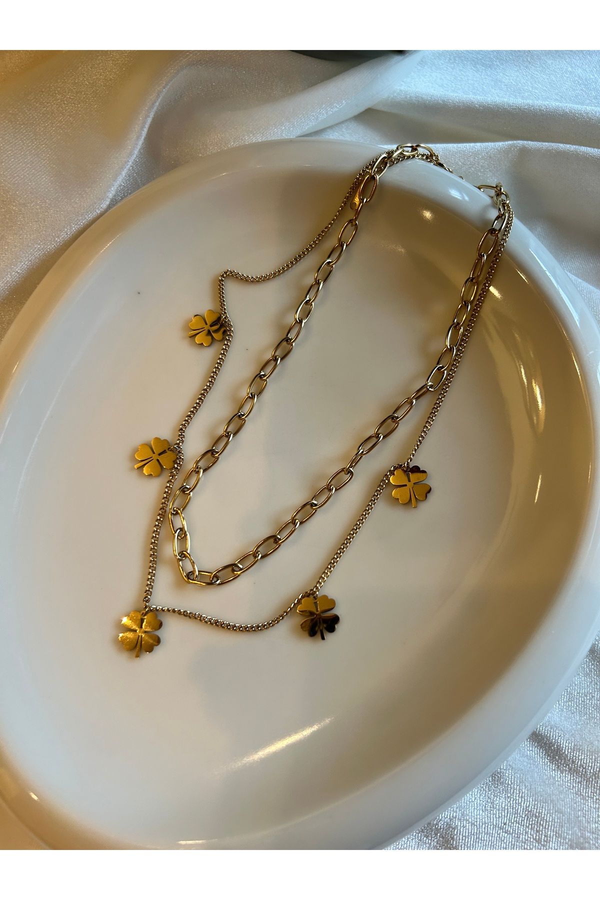 Viorra jewellery İkili yonca kolye