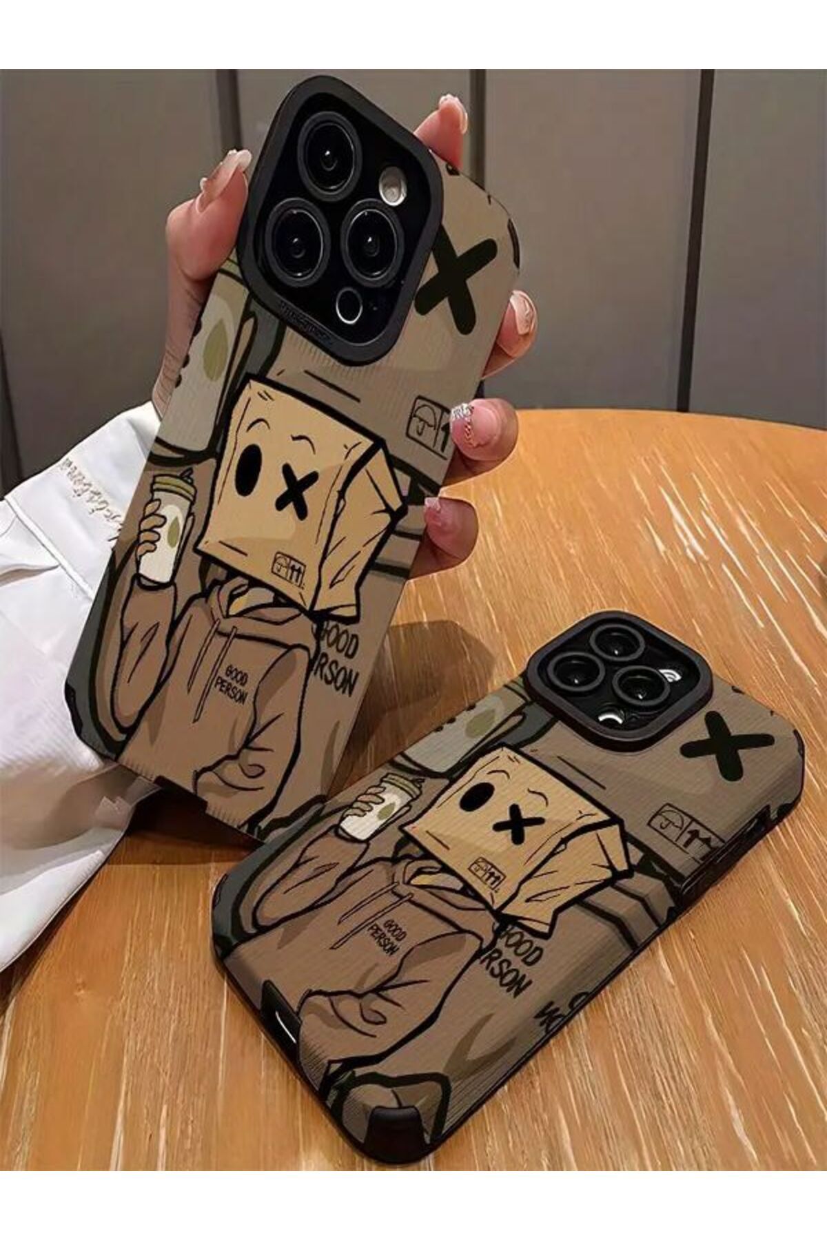 lıons accessorıes İphone 15 Pro Max Uyumlu Karton Kafalı Çocuk Baskılı Kılıf