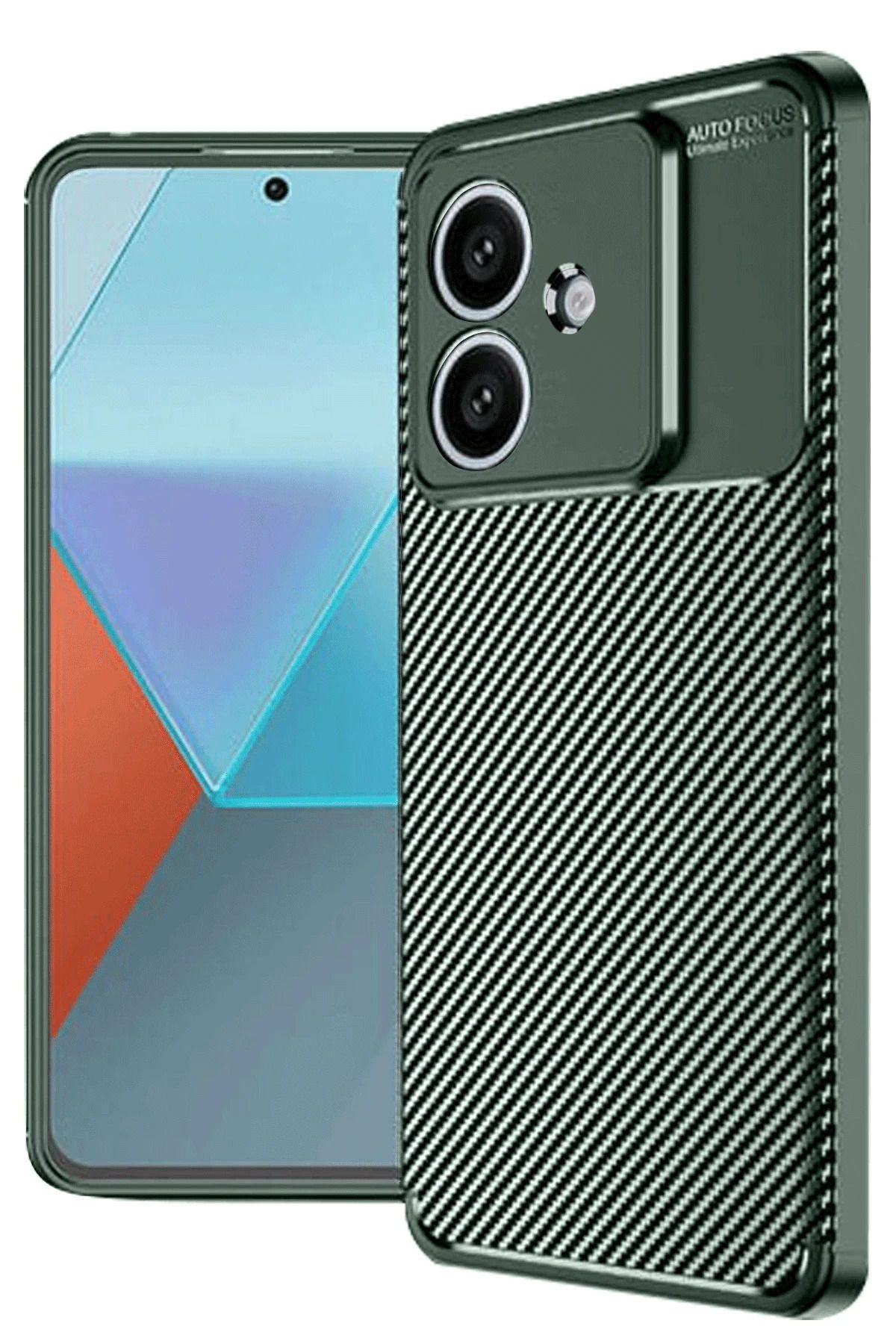 NewFace A3 Kılıf Auto Focus Karbon Kapak - Koyu Yeşil INSLM
