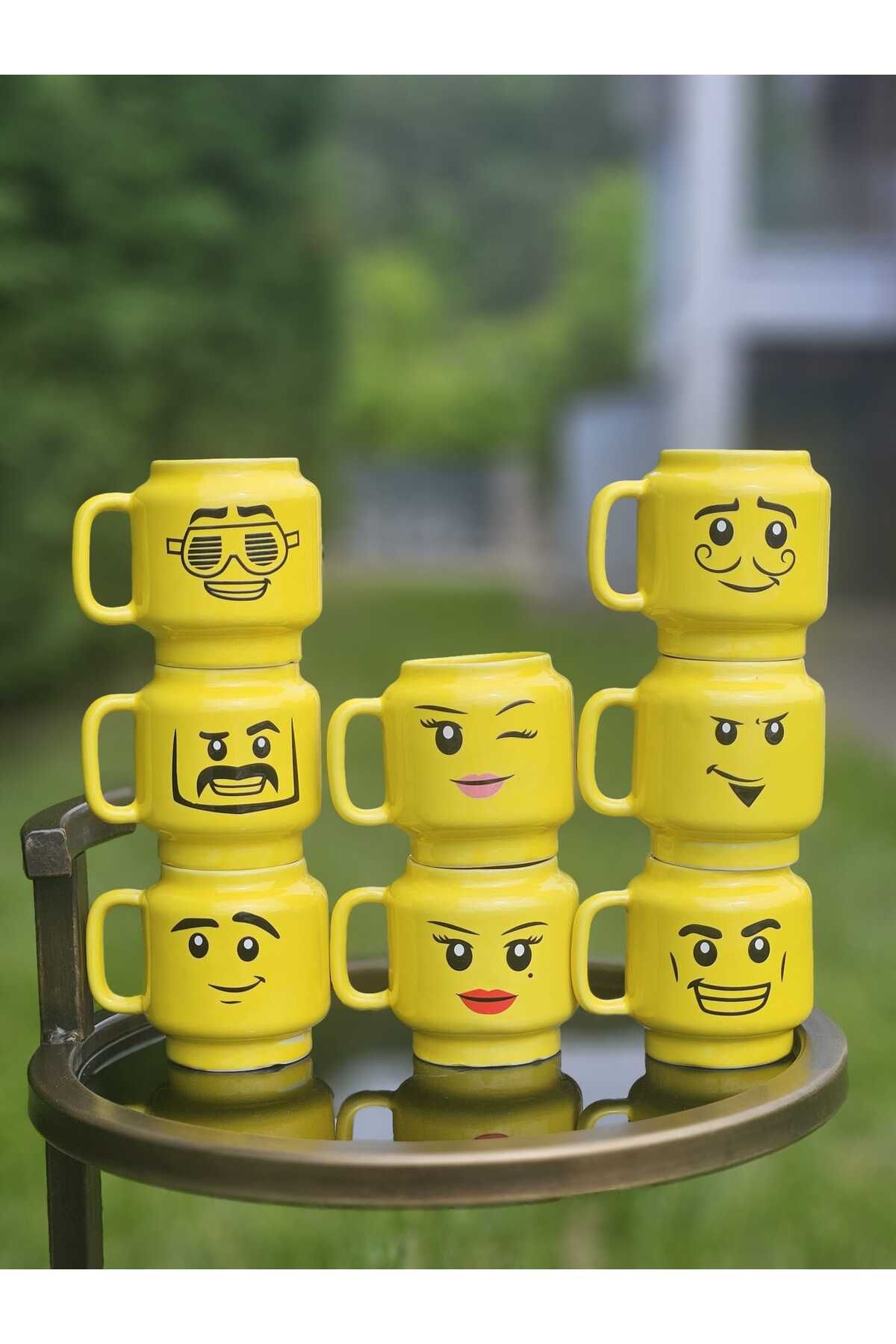 MeGgDecor 1 Adet Emoji Yüzlü Seramik Kupa (200 ML)
