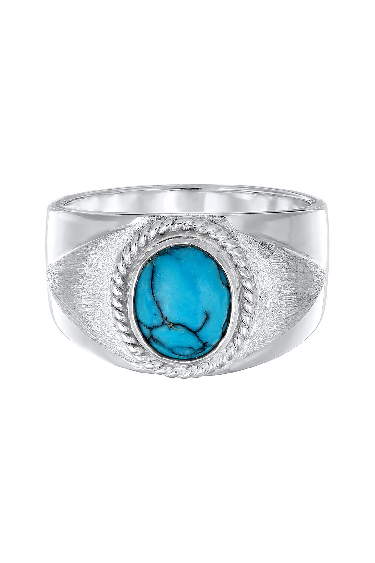 KUZZOI-Ring Herren Siegelring Oval mit Howlith Edelstein in 925 Sterling Silber 2