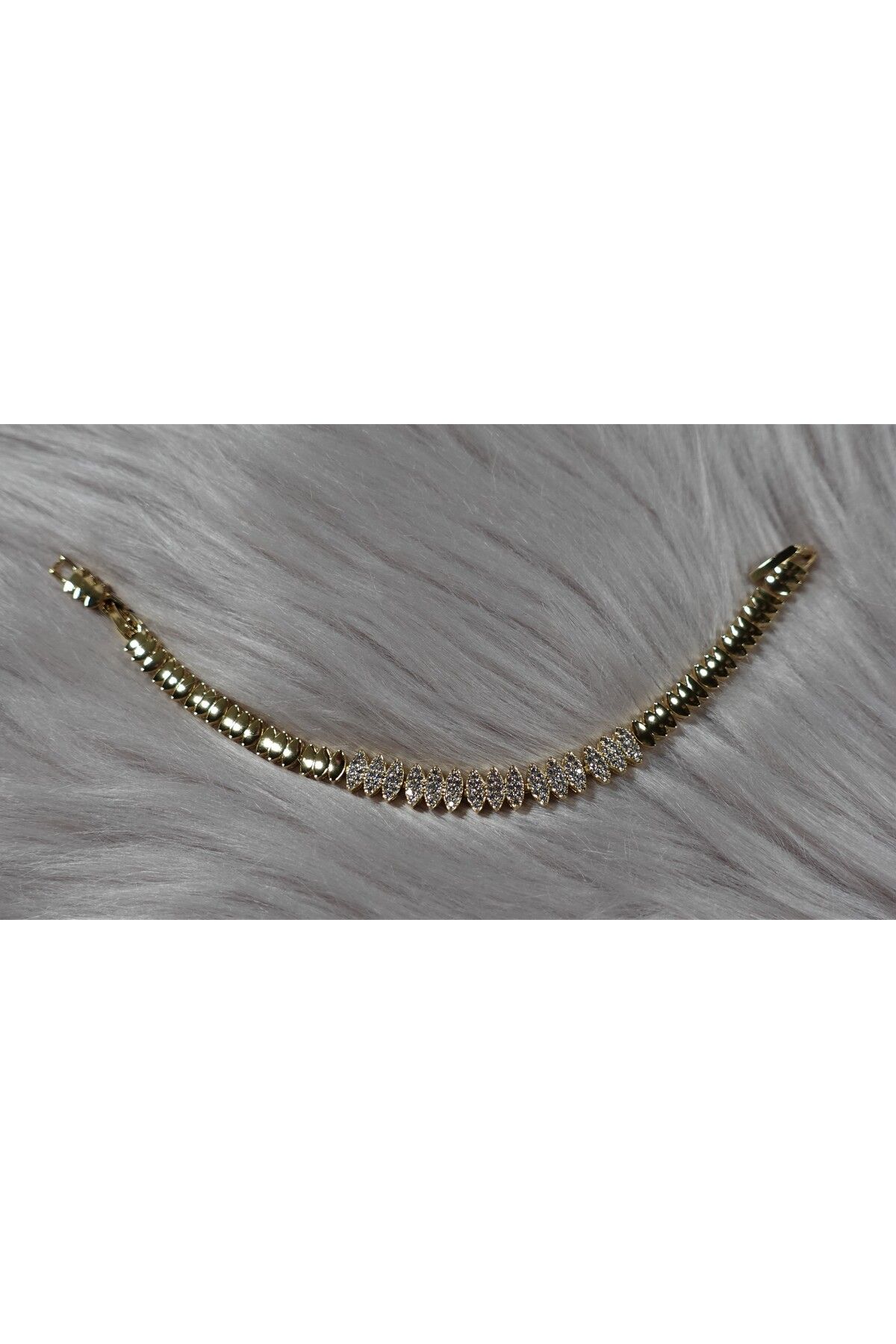 ışıltıaksesuar BİLEKLİK14K KUYUMCU MODEL KADIN/KIZ 316L SUDA HAVUZDA KARARMA YAPMAZ ZİRKON TAŞLI 17 CM