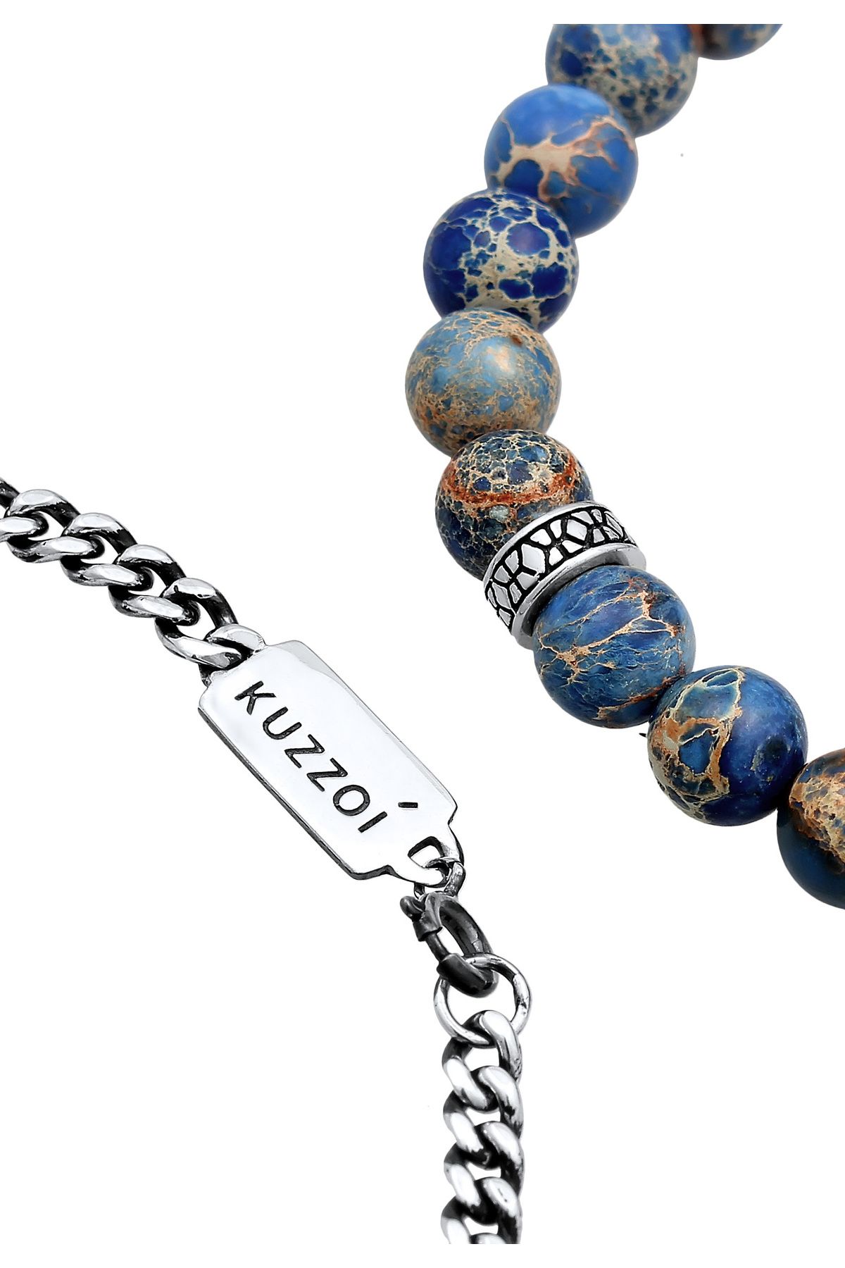 KUZZOI-Armband Herren Beads 2er Set mit Achat Edelsteinen in 925 Sterling Silber 3