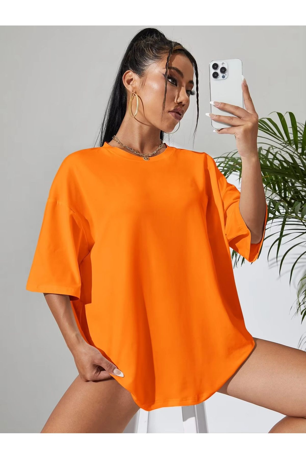 DESCARTES Düz Renkli Oversize Tişört, Bahar ve Yaz İçin Rahat Kısa Kollu Üst, Unisex Kadın Erkek