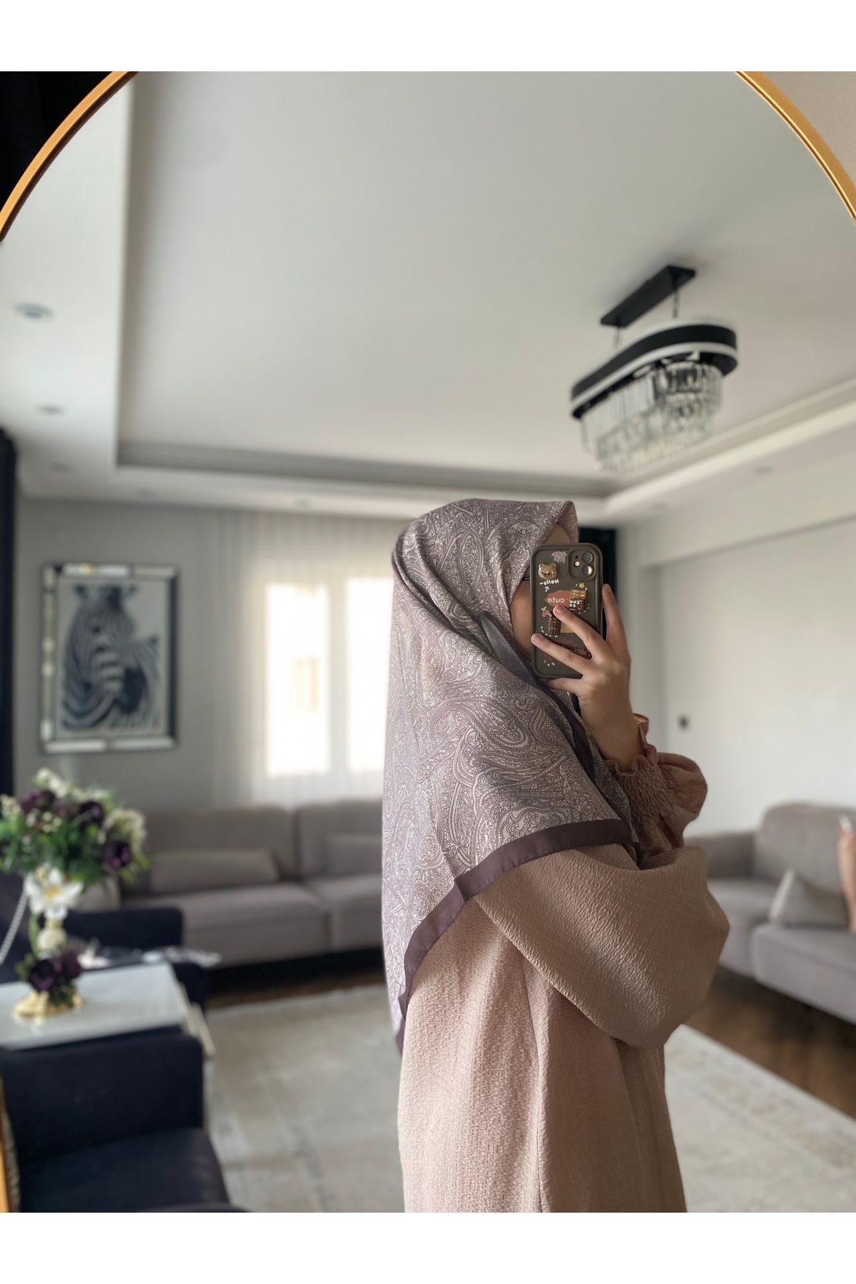 Vilda ipek ETNİK DESEN SOFT PAMUK EŞARP KAHVE