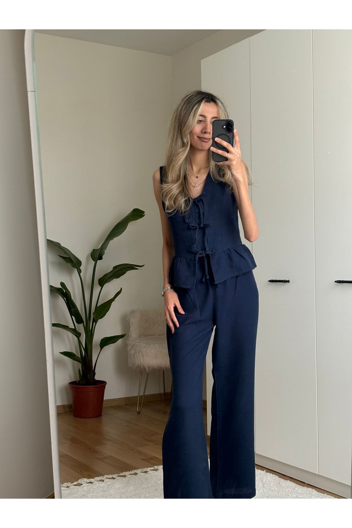 MODA Bağlamalı Bluz Pantolon Takım