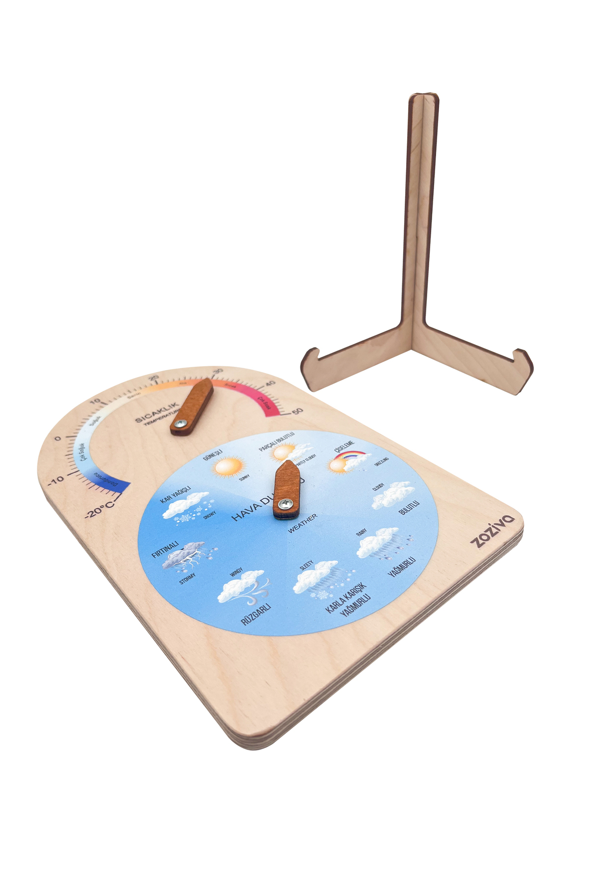 zoziva Montessori Hava Durumu ve Sıcaklık Göstergesi Eğitici Ahşap Oyuncak fotoğrafı 4 (önizleme)