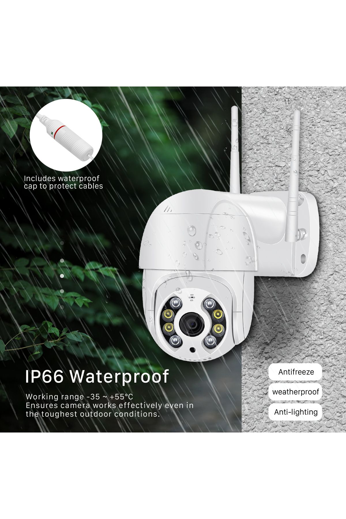 ALPACO-3MP WiFi PTZ Security Camera, Color Night Vision, Two-Way Audio, Motion Detection, 5