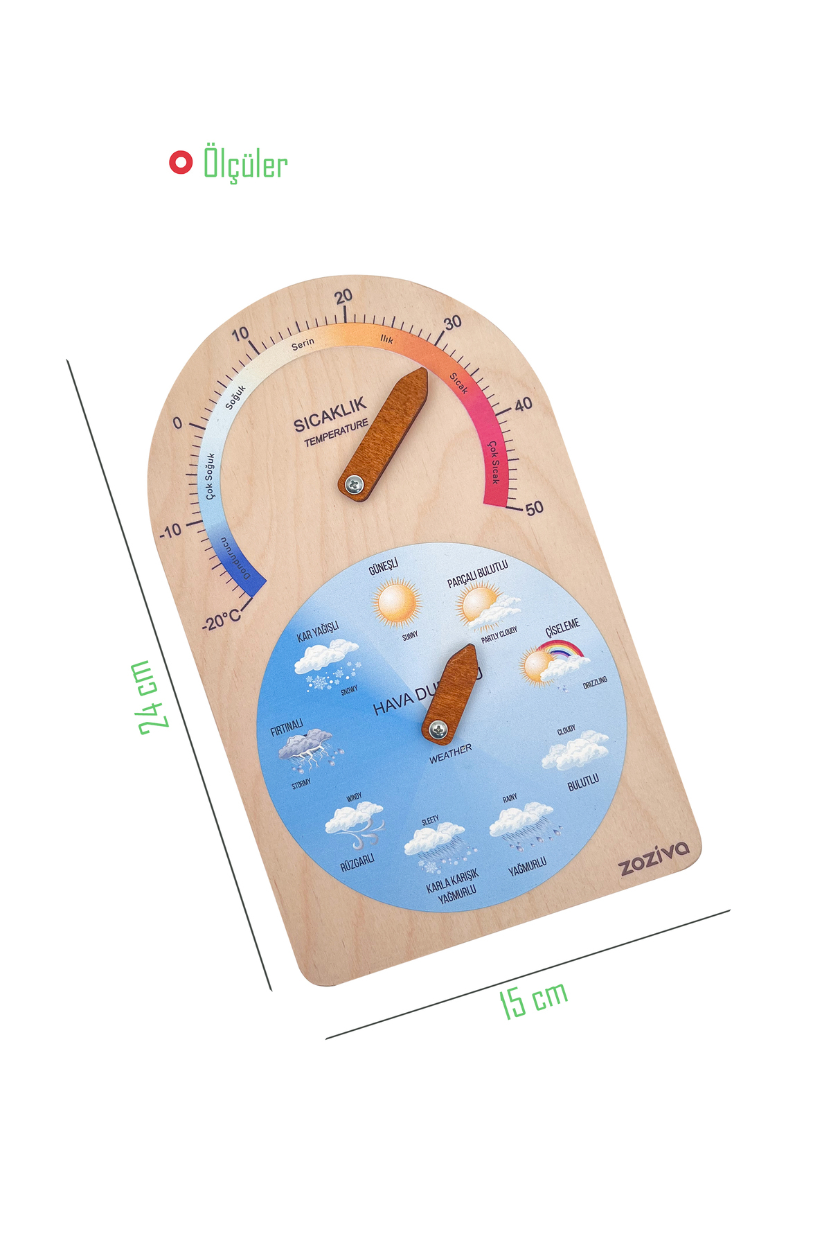zoziva Montessori Hava Durumu ve Sıcaklık Göstergesi Eğitici Ahşap Oyuncak fotoğrafı 3 (önizleme)