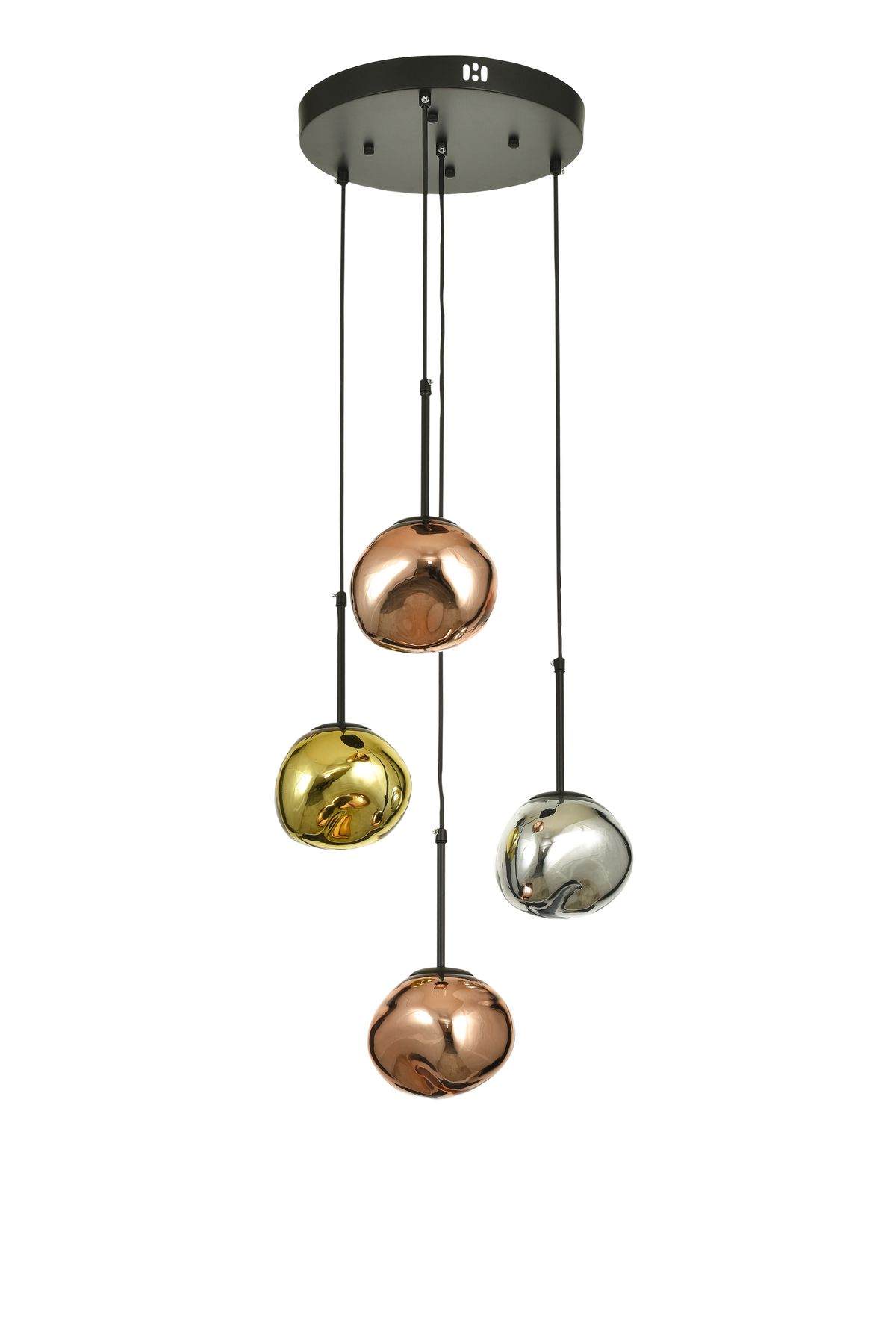 Avizemoda Rainbow 4 lü Asimetrik Desen Camlı Dekor Aydınlatma İçin Modern Sarkıt Avize - (Loş ışık verir)