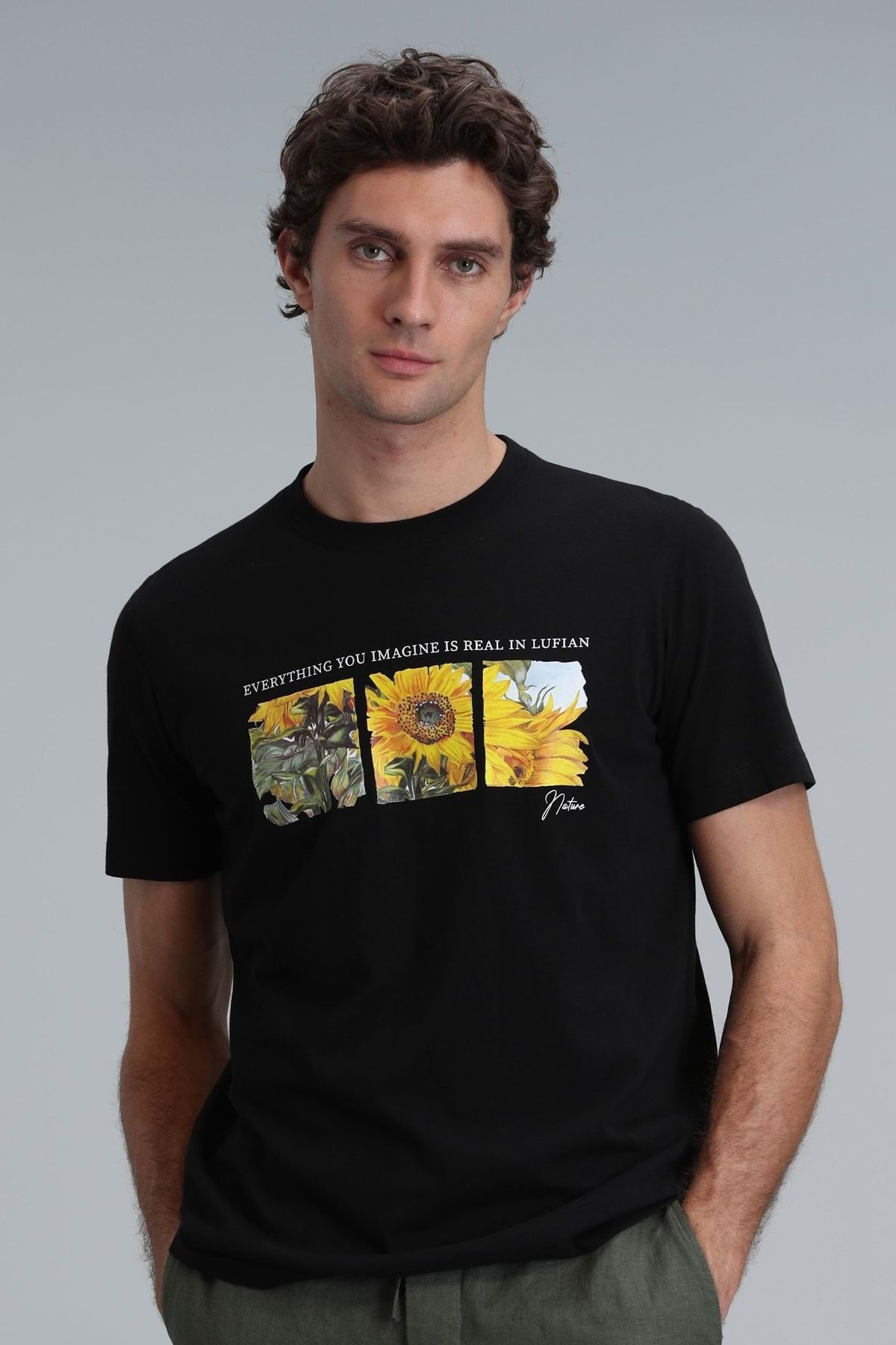 Lufian 111020192 June Modern Grafik T- Shirt Erkek T-Shirt SİYAH
