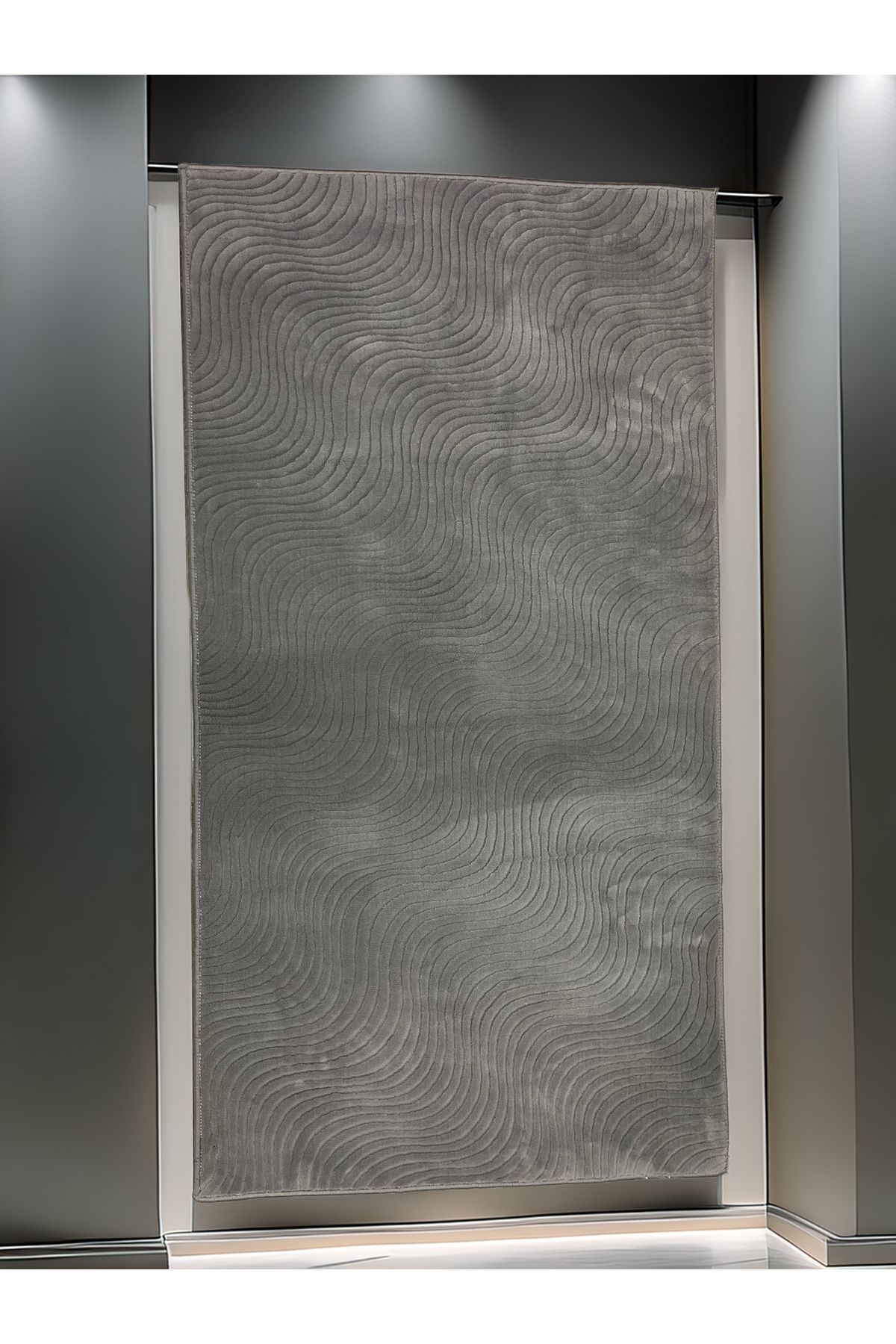 Dinarsu Yıkanabilir Kesme Halı Bohem Modern Gri Desenli Kaymaz Taban Salon Halısı