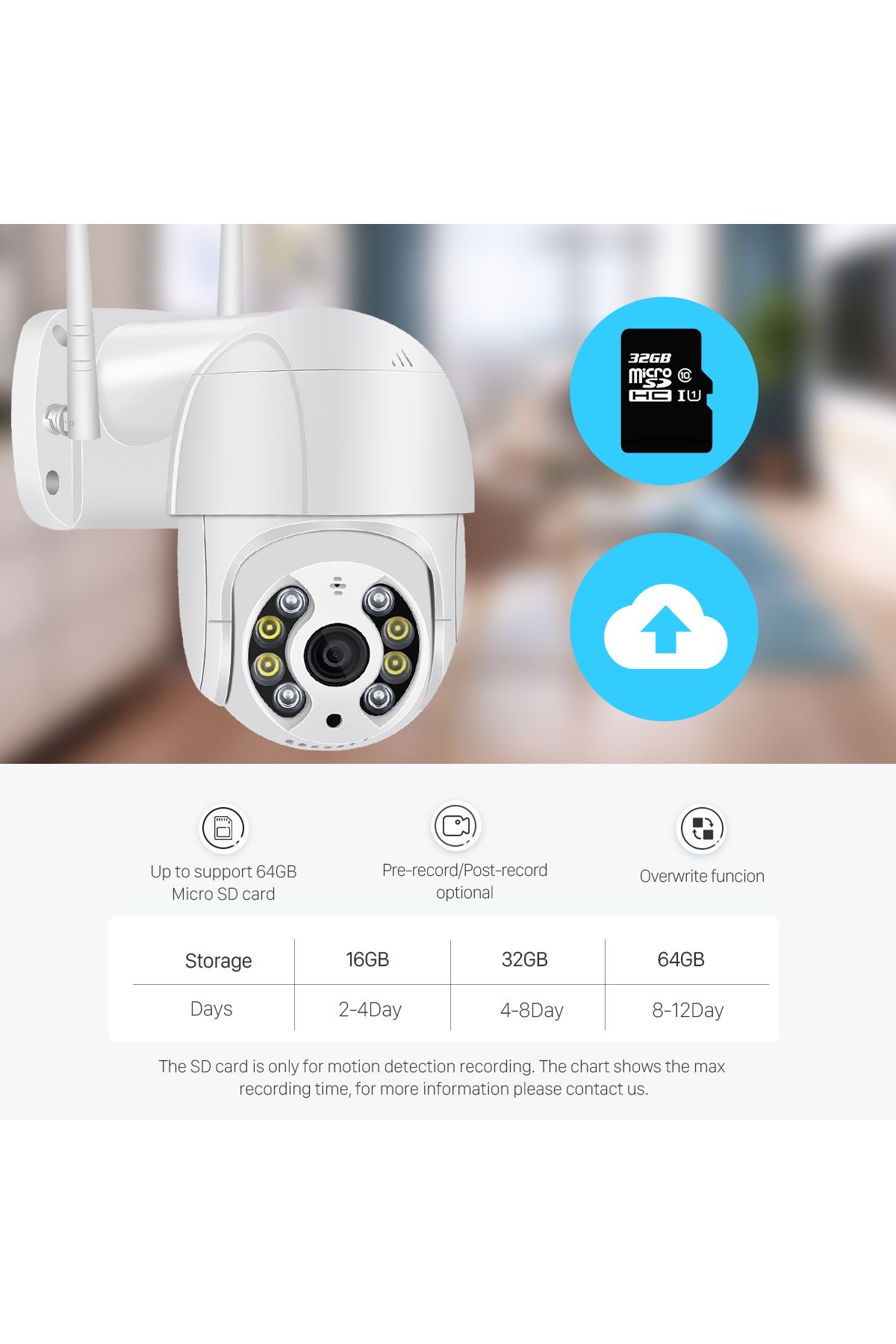 ALPACO-3MP WiFi PTZ Security Camera, Color Night Vision, Two-Way Audio, Motion Detection, 6
