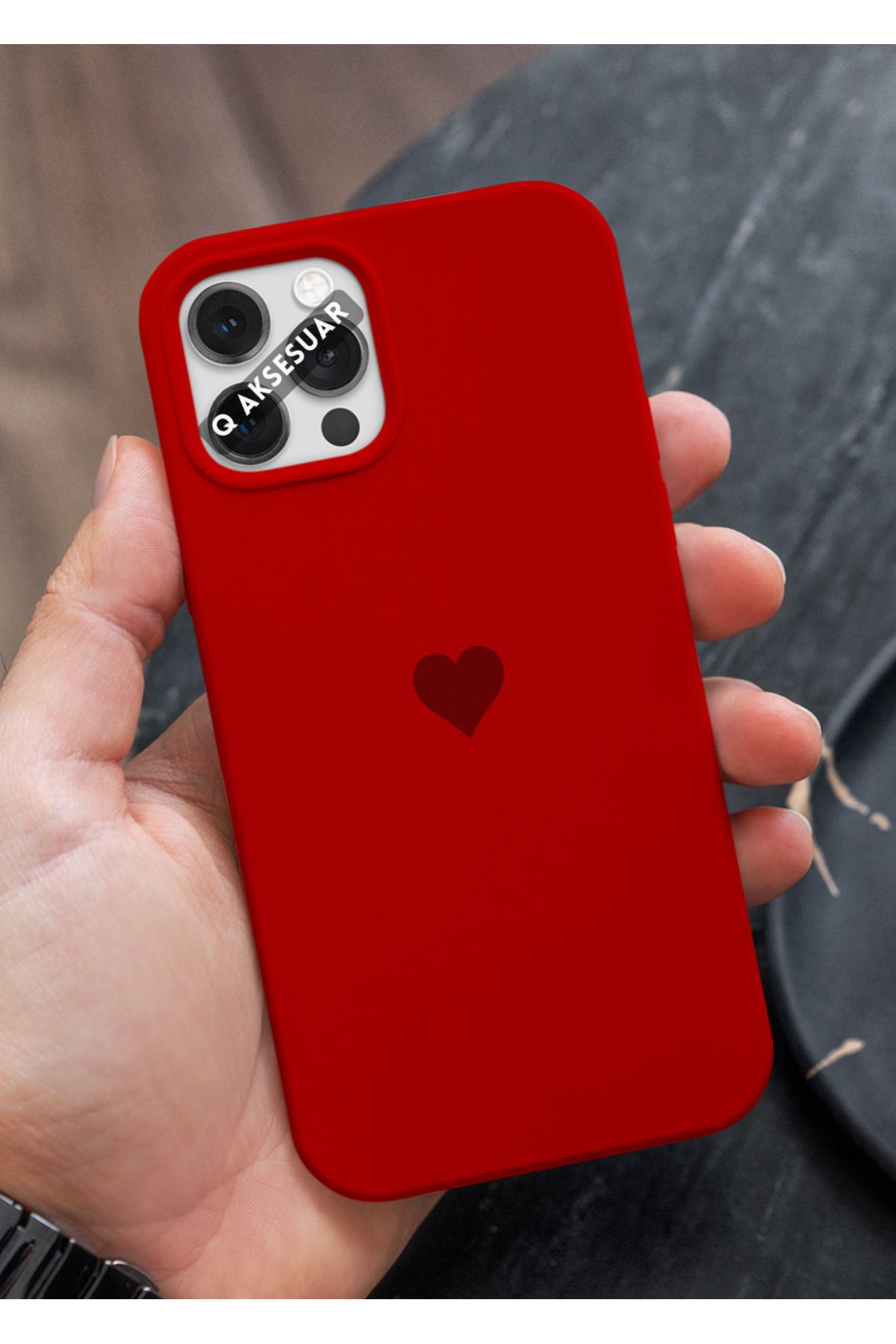 Q Aksesuar İphone 15 Pro Uyumlu Mini Kalp Serisi Basic Premium Telefon Kılıfı