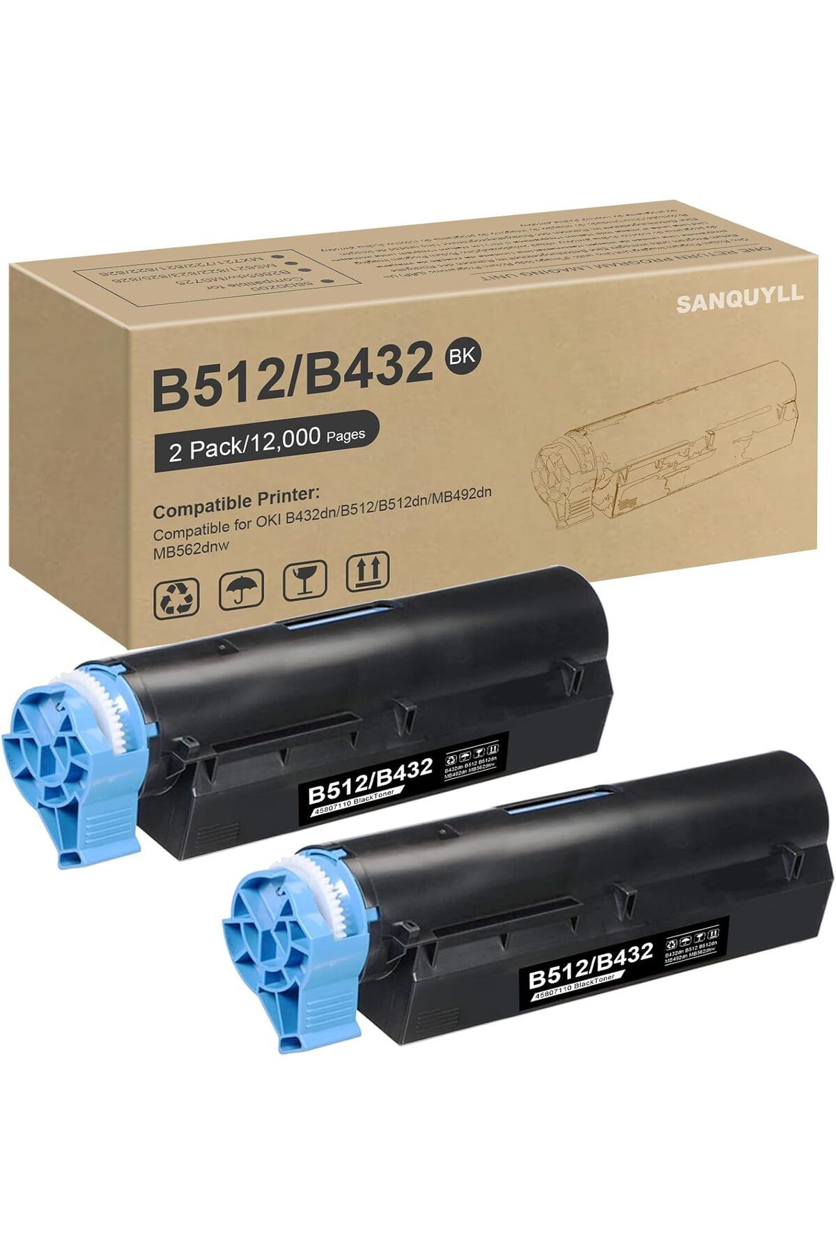 OKI Okidata B412dn B432dn B512dn MB472w MB492 MB562w Printer 12000 SAYFA 2 ADET