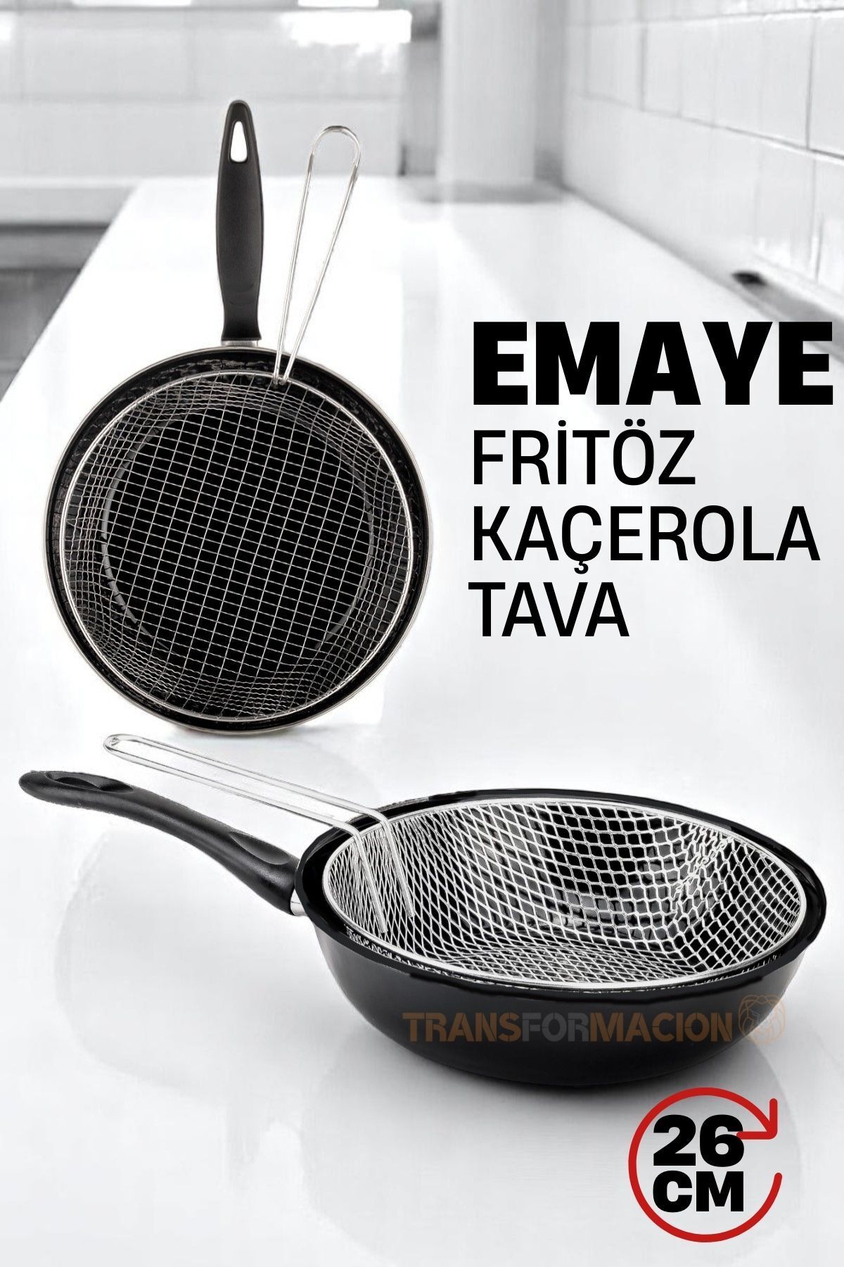 Transformacion Fritözlü Emaye Kızartma Tavası- Kızartma Kaçerola Multi Kullanım 26 CM 721670