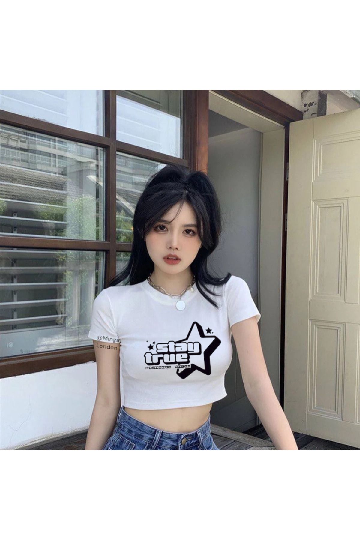 Minga London Beyaz Stay True Crop Bluz -Ghostella