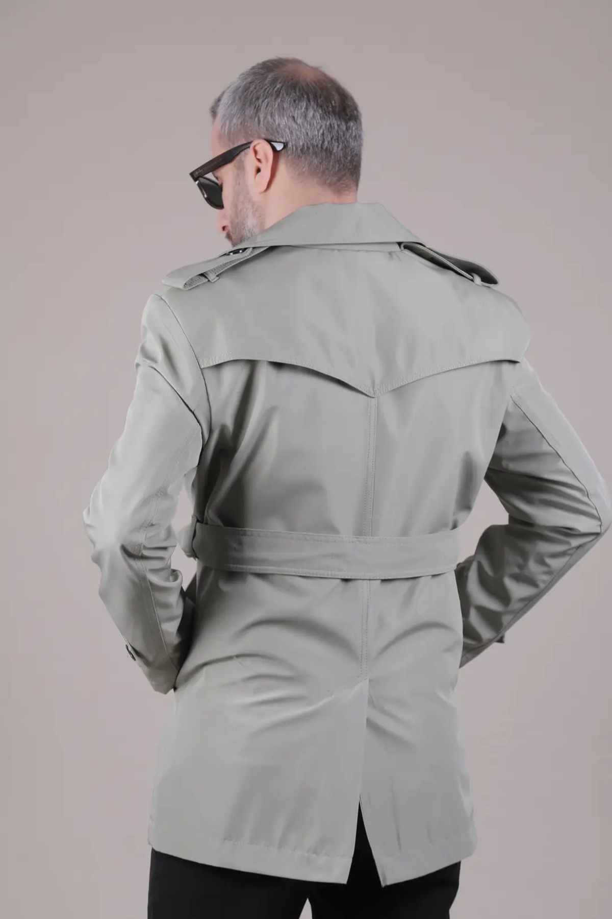 OHM OHEPMODA Slim Fit Kemerli Erkek Trençkot görsel 4