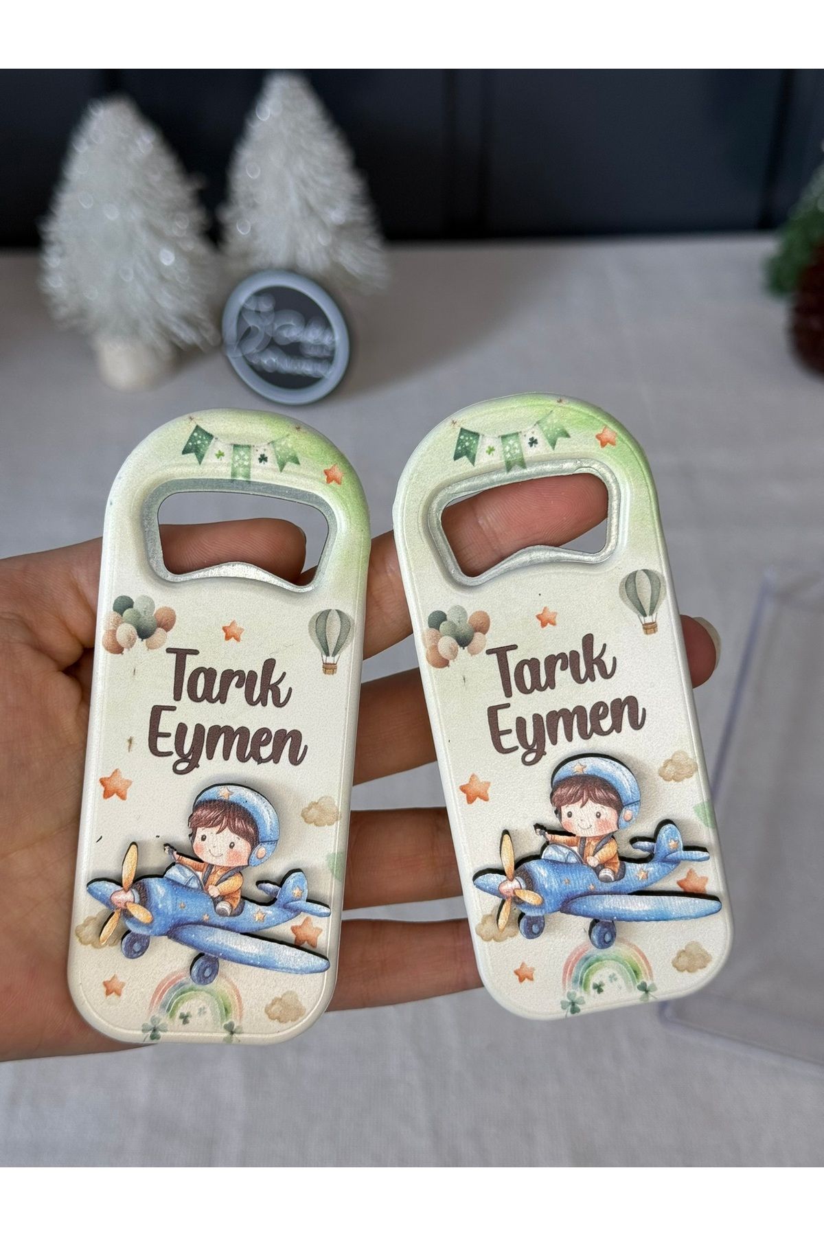 Baykuş Craft Mimarlık 3 Boyutlu Kabartma Figürlü Yenidoğan Hediyelik Bebek Açacak Magnet-Pilotlu -Toplam 20 Adet Jelatinli