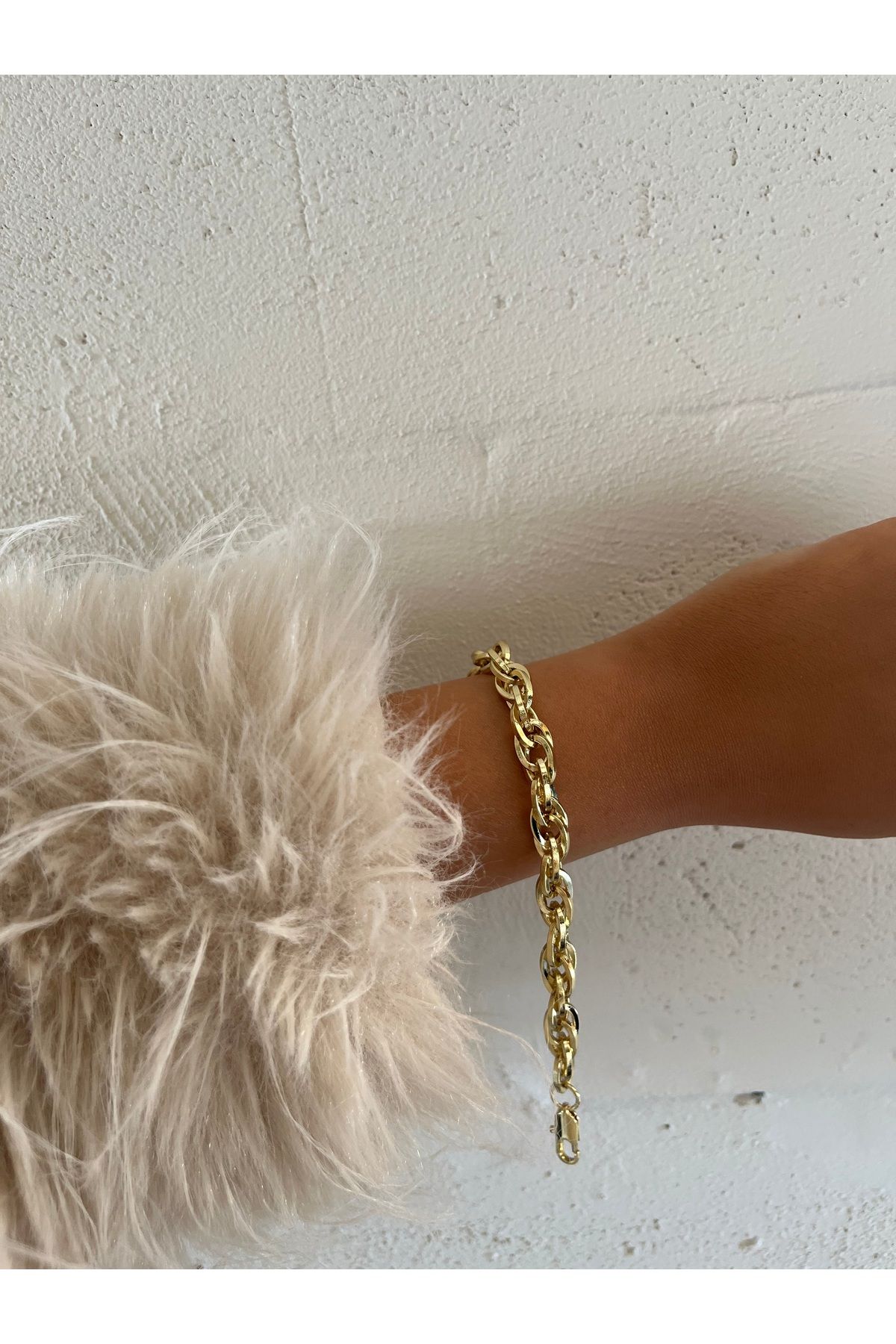 FASHİON JEWELRY 14 K Renk Görünümlü İç İçe Geçmeli Zincir Bileklik