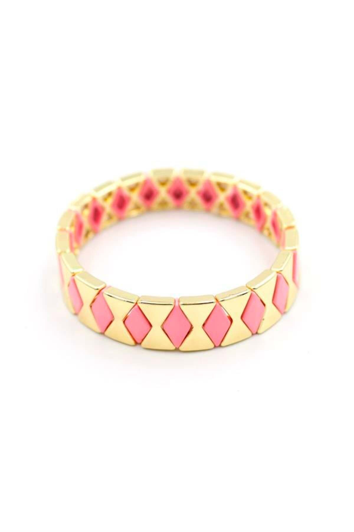 MR RZN STORE Lastikli Porselen Bilezik - Pembe