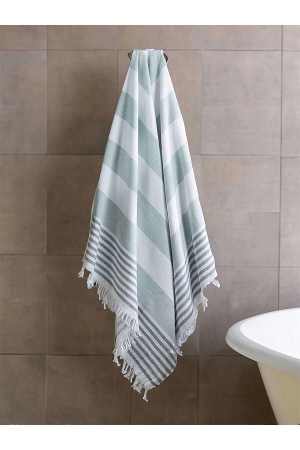 Mira Home Pure Linen 90x170 cm Doğal Pamuk Peştamal Havlu Yeşil