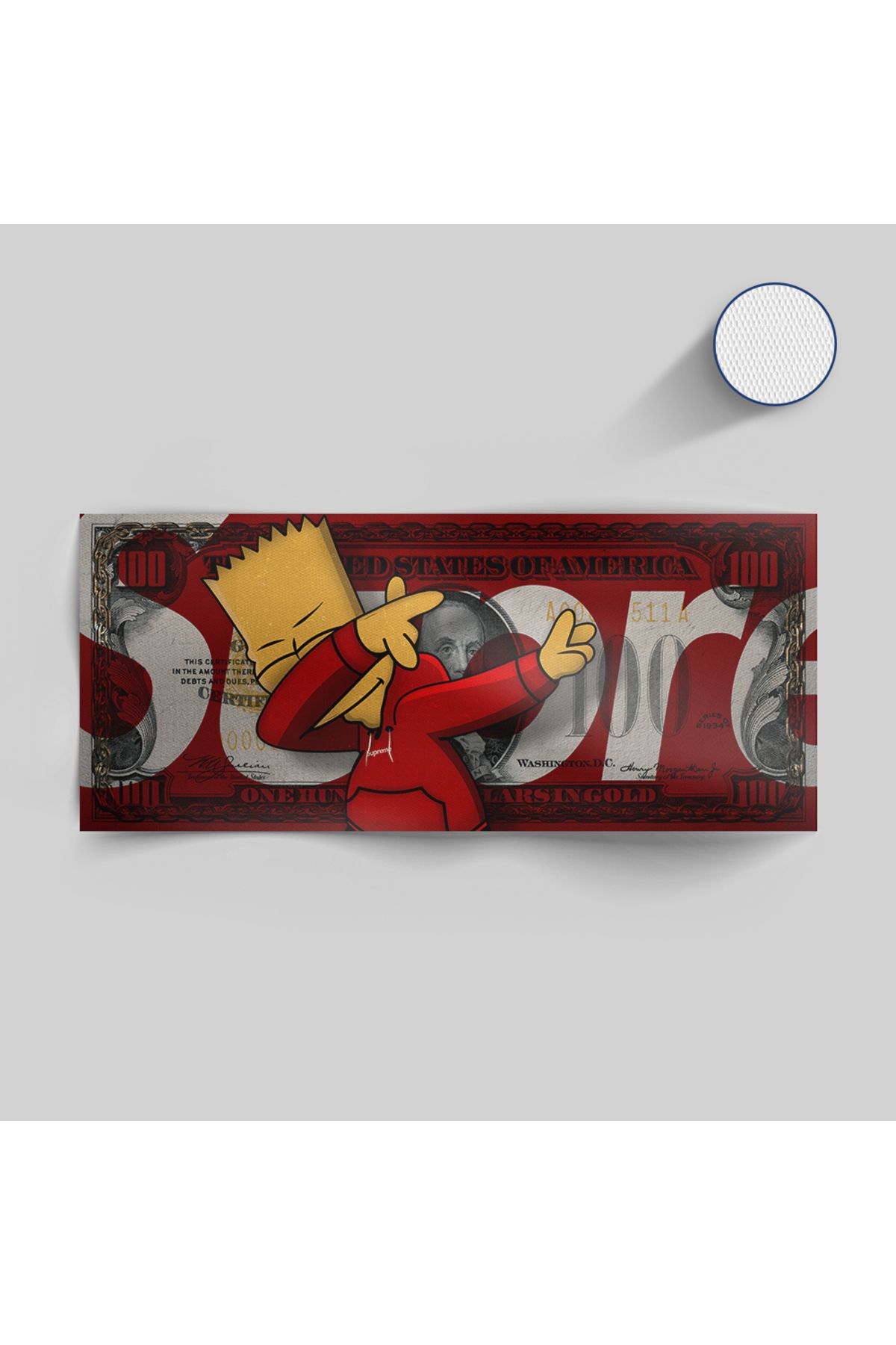 Yzc Store The Simpsons + Supreme Red | Dollar Kanvas Tablo | Renkli Pop Art Duvar Sanatı