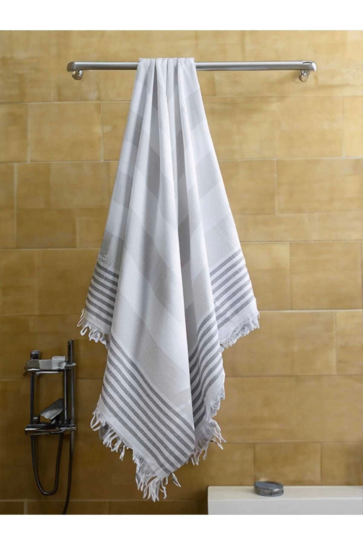 Mira Home Pure Linen 90x170 cm Doğal Pamuk Peştamal Havlu Gri