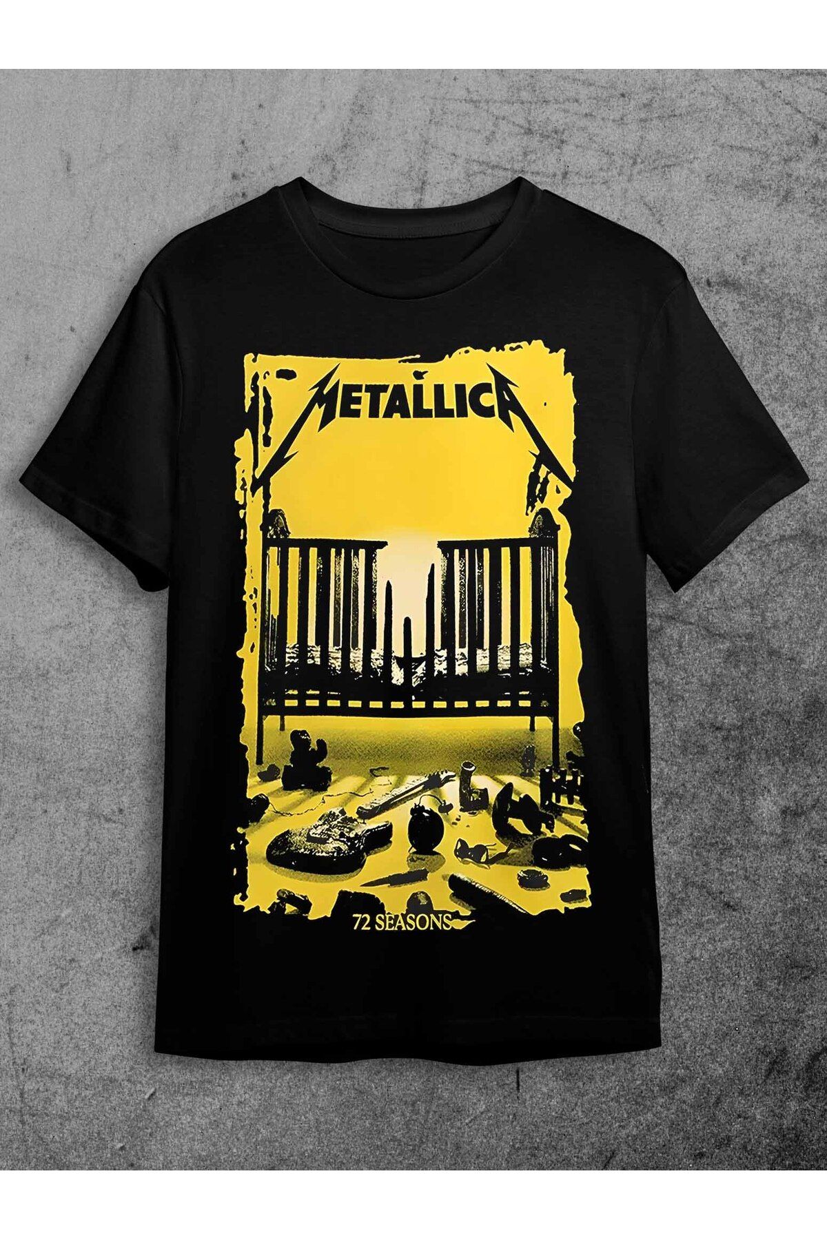 vampcat art Metallica Ön ve Arka Baskılı Unisex T-shirt