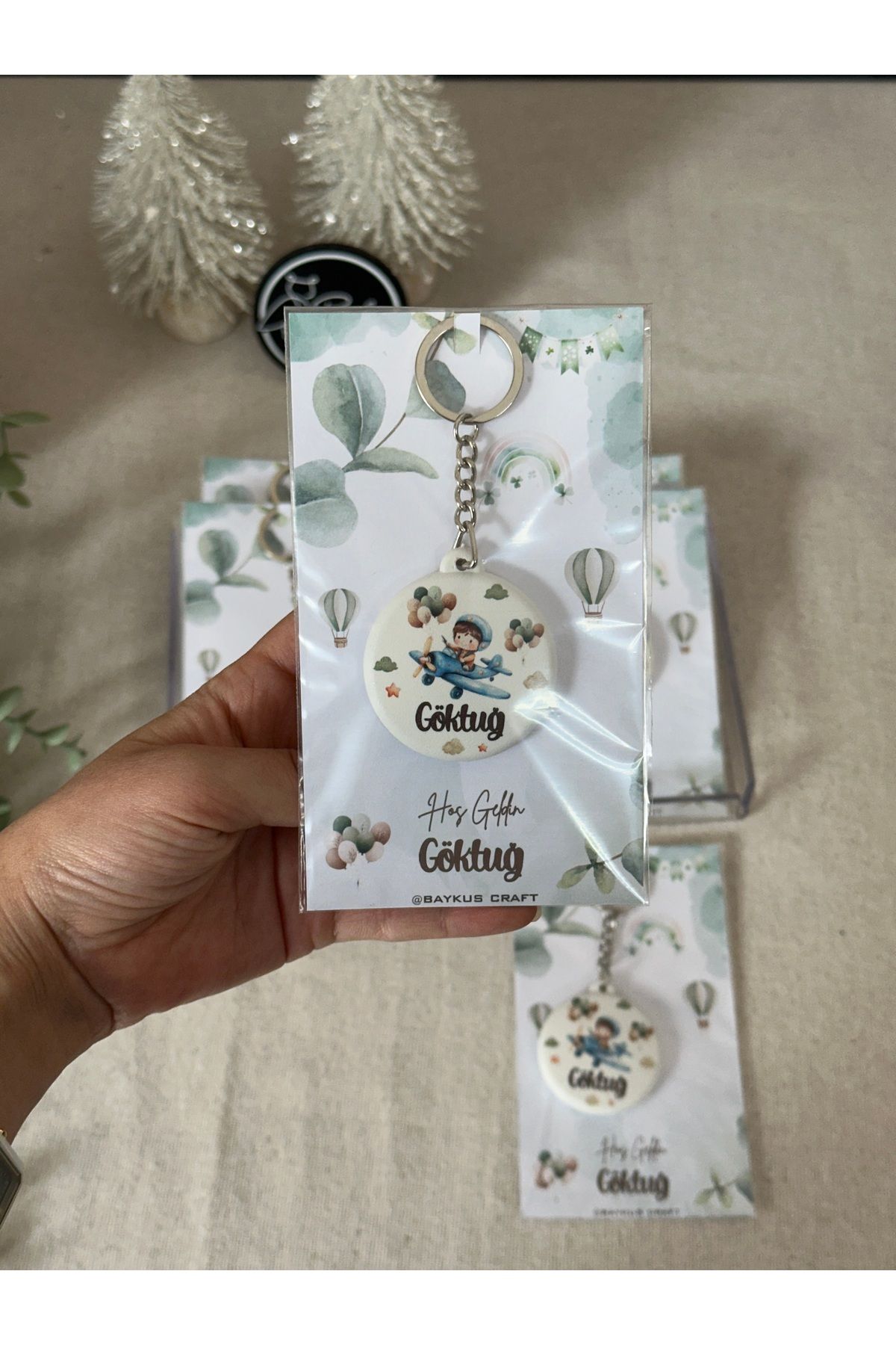 Baykuş Craft Mimarlık Figürlü Yeni doğan Hediyelik Bebek Açacak Anahtarlık-Pilotlu -Toplam 20 Adet Jelatinli Kartlı