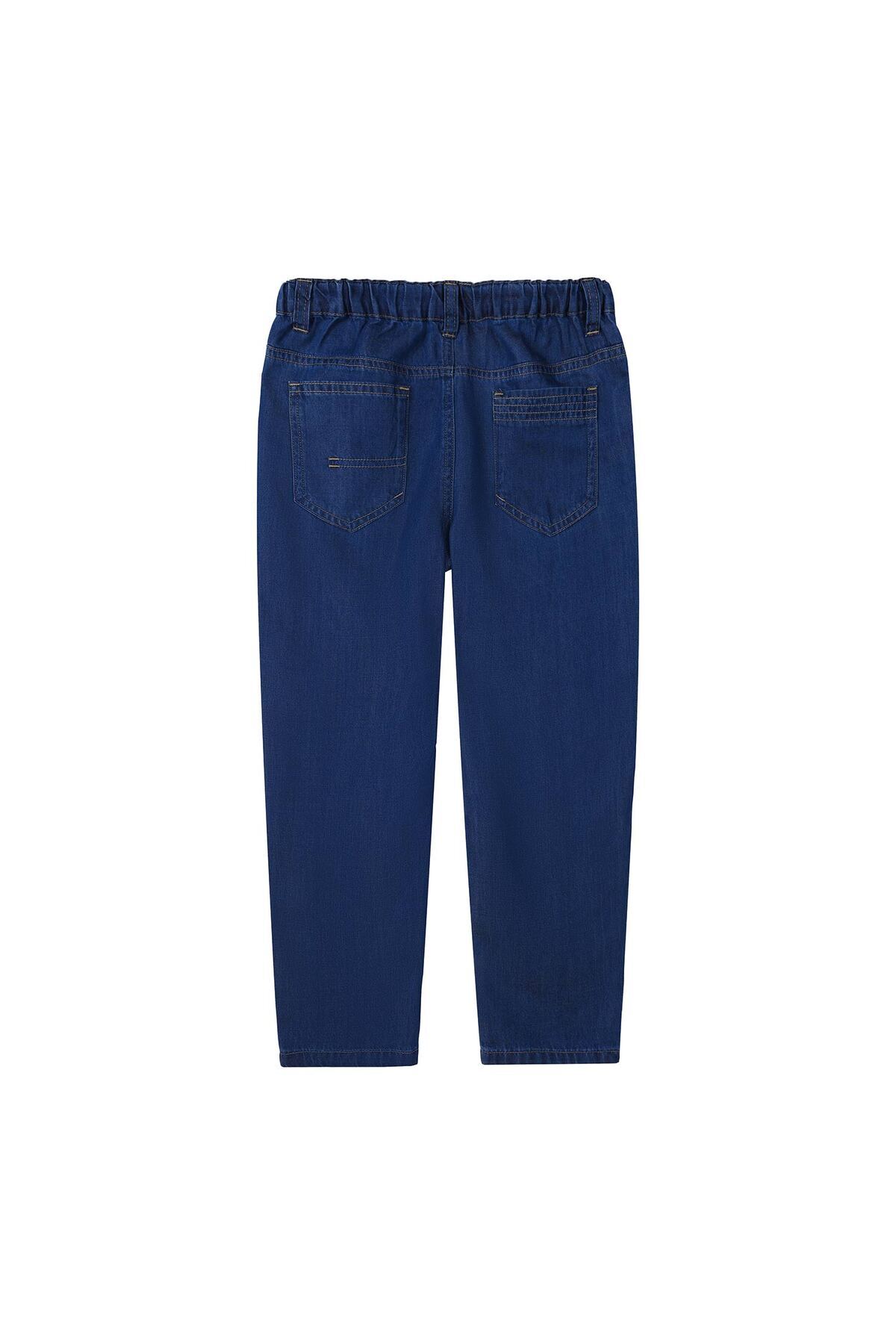 Giordano-Junior Cotton Denim Jeans - Comfortable Mid-Rise Tapered Fit with Elastic Waist 2