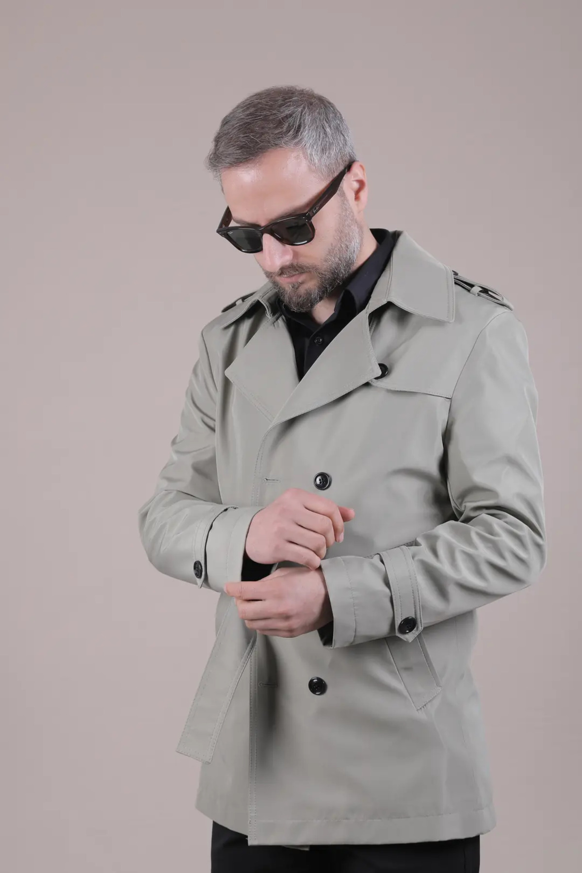 OHM OHEPMODA Slim Fit Kemerli Erkek Trençkot görsel 3