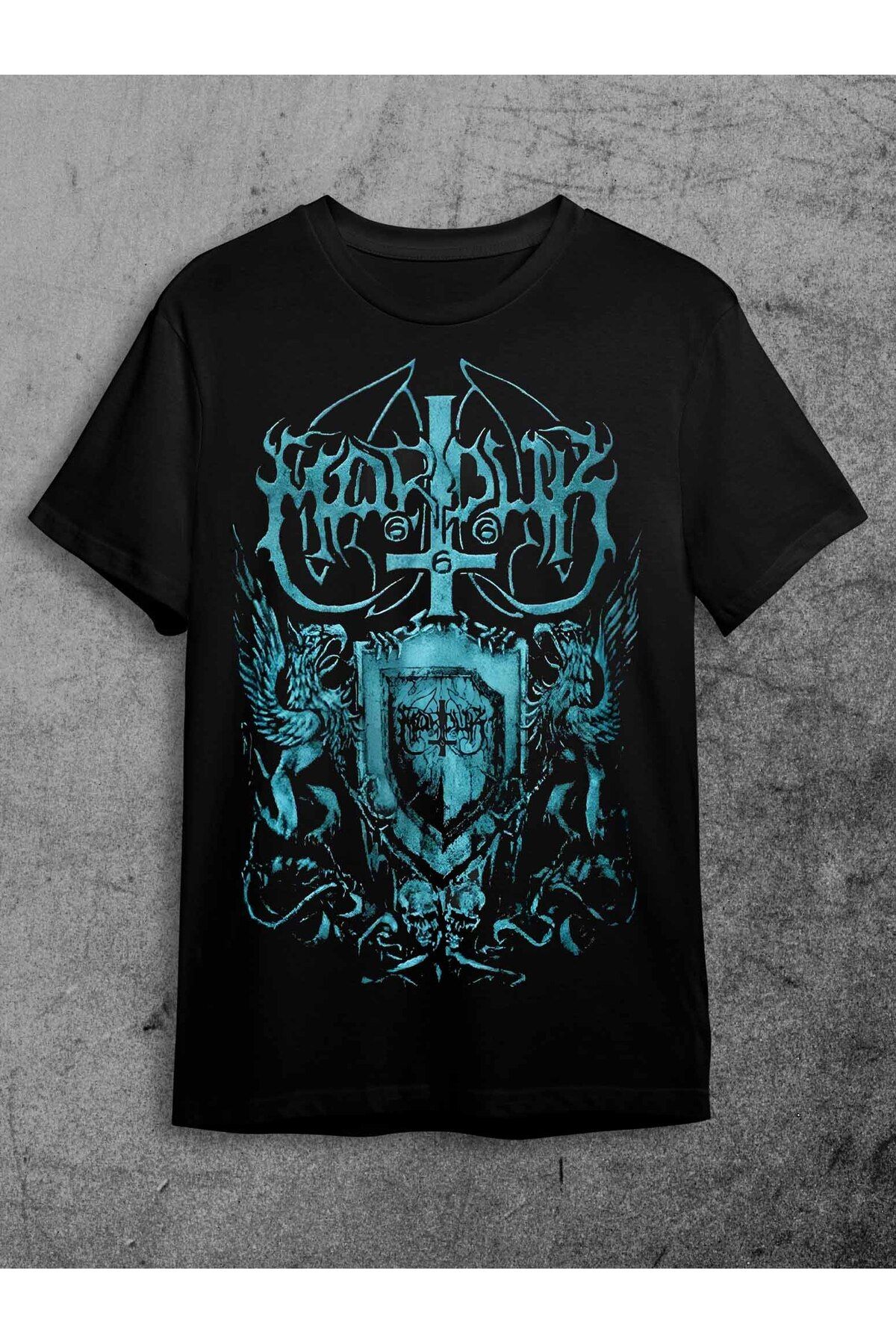 vampcat art Marduk Black Metal Assault Ön ve Arka Baskılı Unisex T-shirt