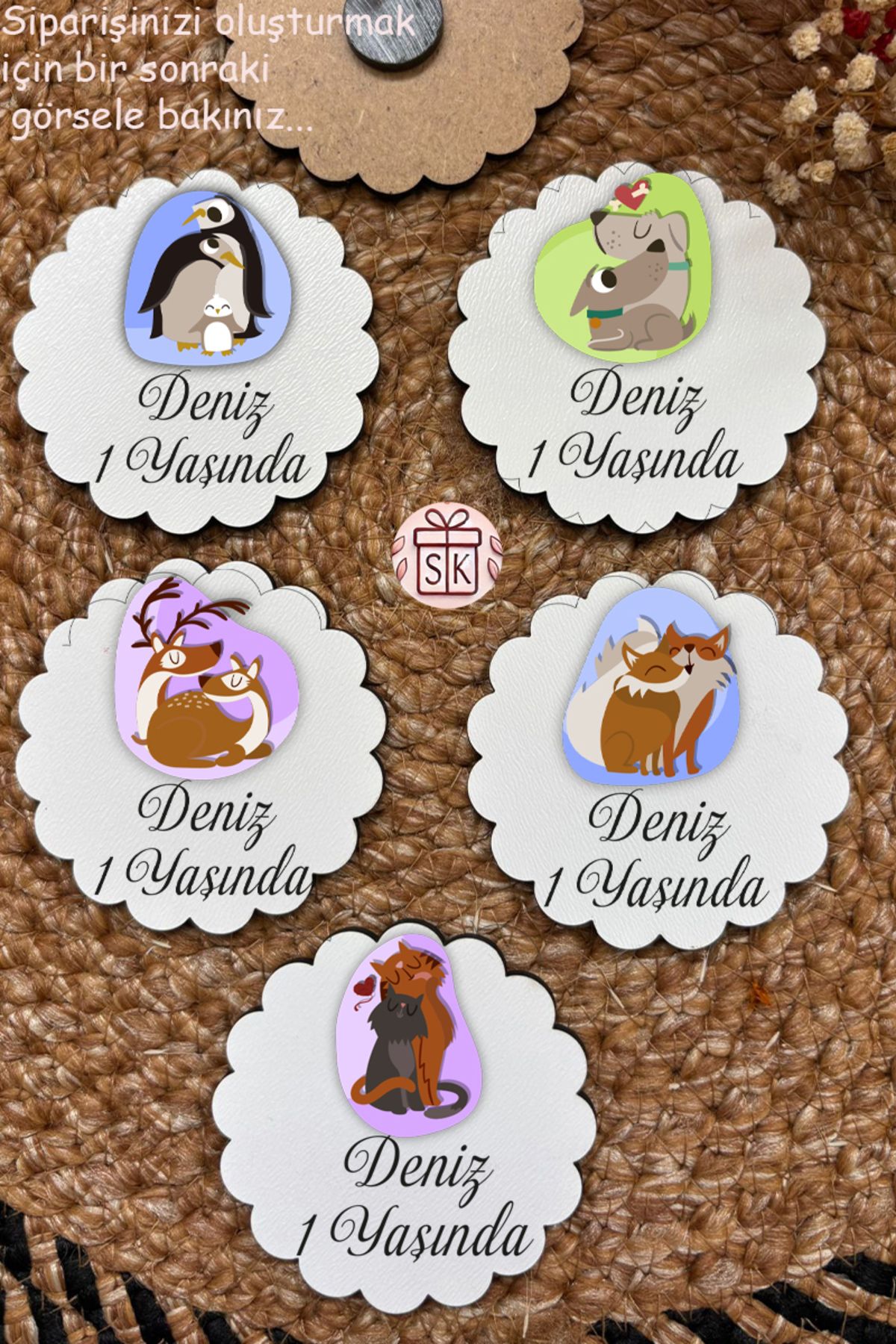 SK Gift Figürlü Ahşap Bebek Magnet Doğum Günü Hediyeliği Baby Shower Yenidoğan Magnet 35 Adet