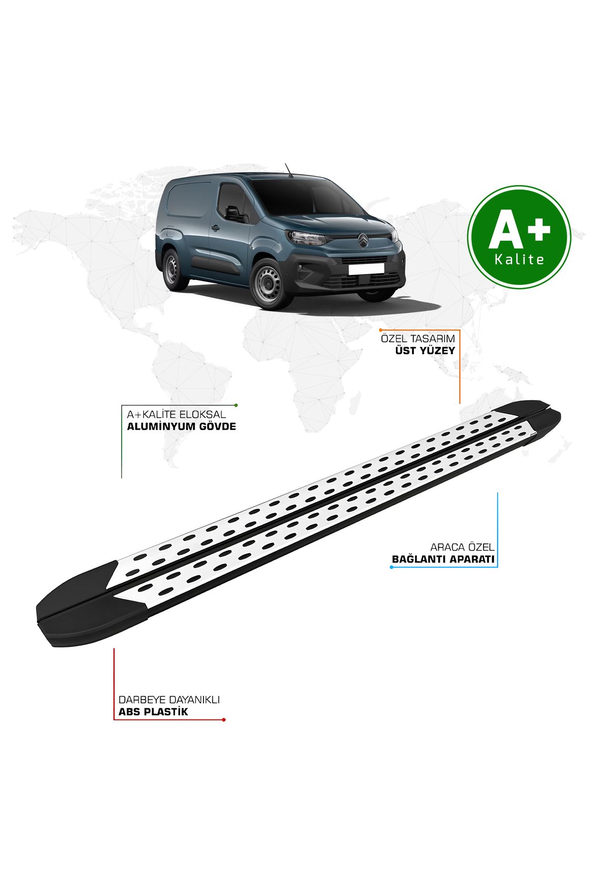 FA OTO AKSESUAR Citroen Berlingo Panelvan Yan Basamak Uzun Şasi 2024 Model ve Sonrası TrimLine