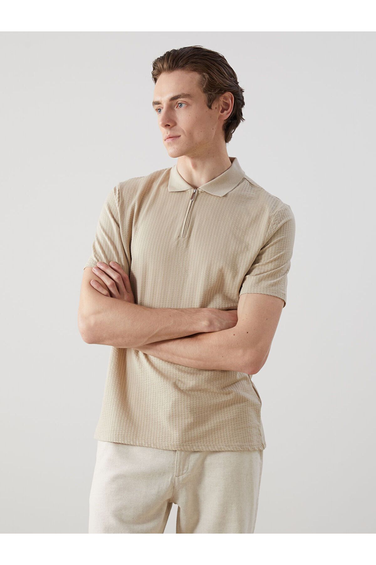 LC Waikiki Polo Yaka Kısa Kollu Erkek Dokulu Tişört