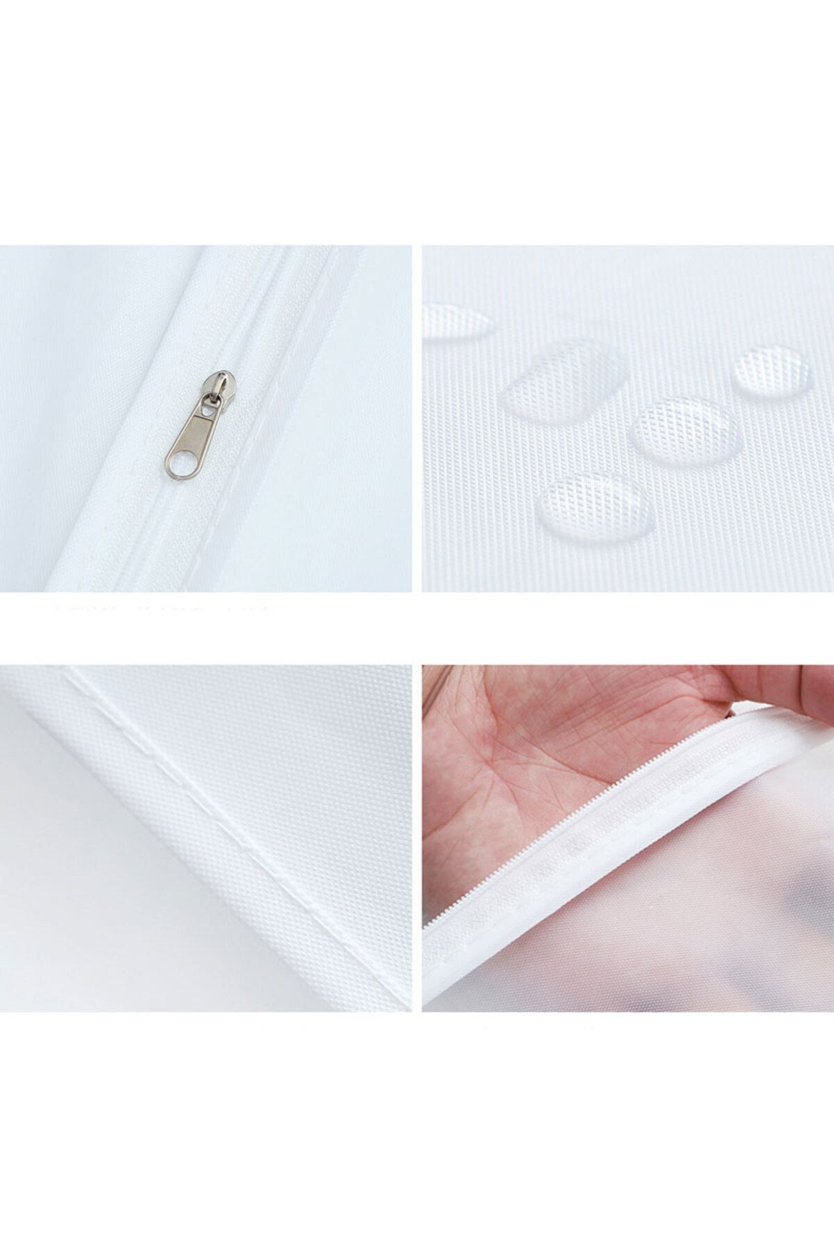 Muchmy-4 Pieces White Clothes Coat Dust Proof Covers Multi Size Zipper Laundry Storage Hanging Cover Set 7