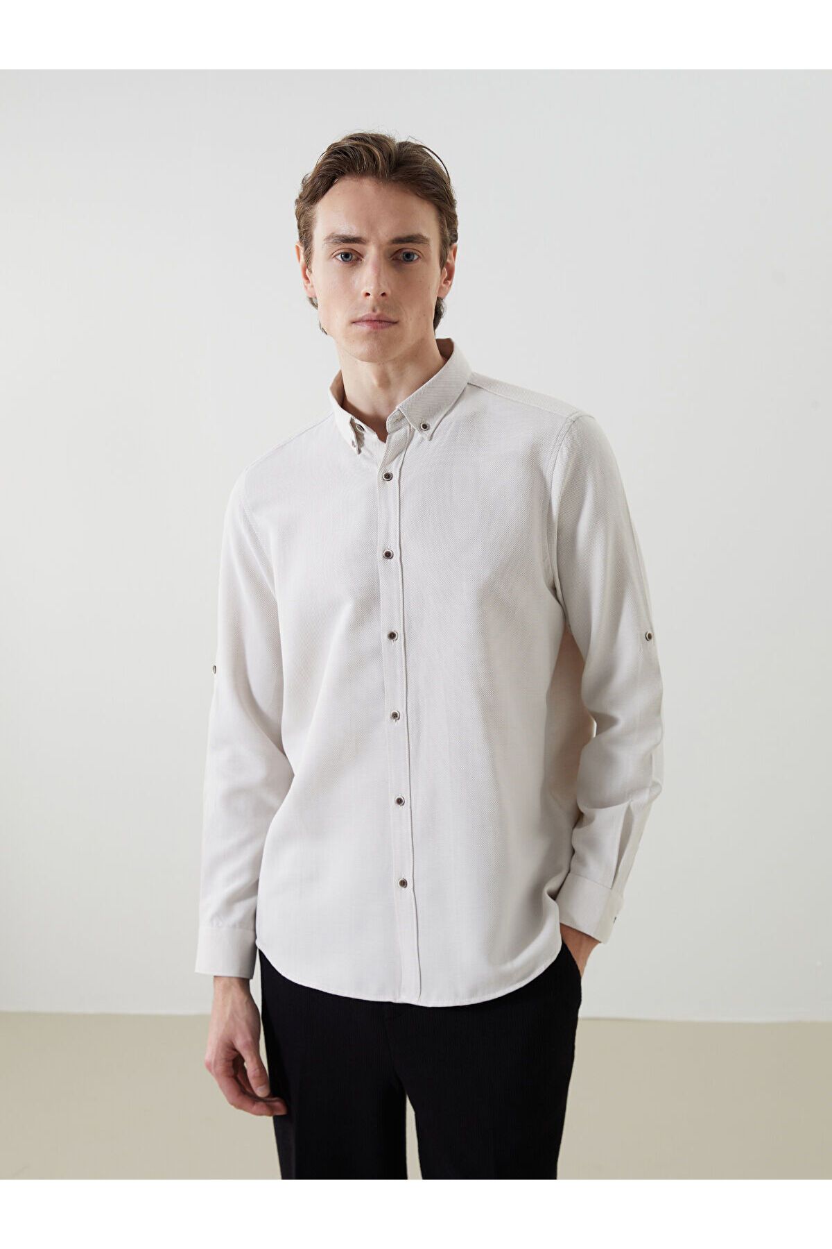 LC Waikiki Slim Fit Uzun Kollu Armürlü Erkek Gömlek