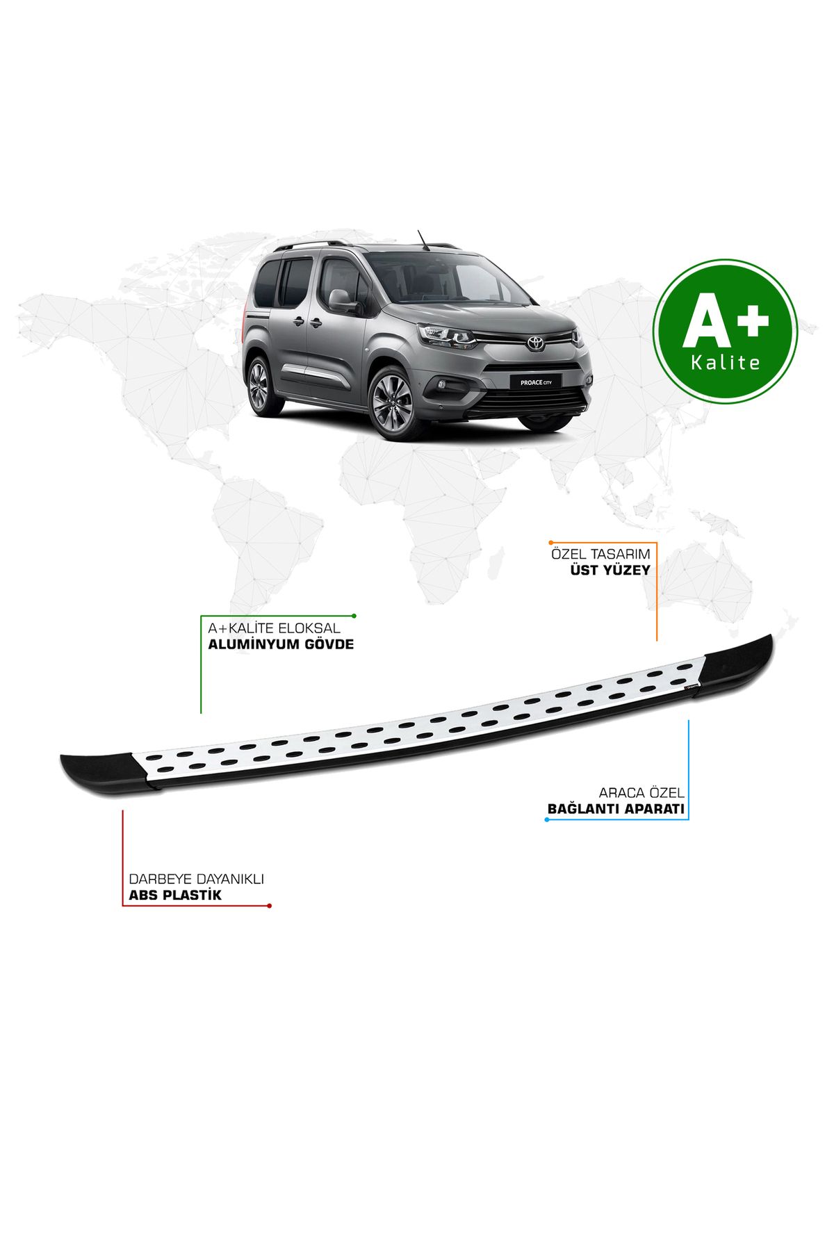 FA OTO AKSESUAR Toyota Proace City Arka Basamak Kısa Şasi 2019 Model ve Sonrası TrimLine